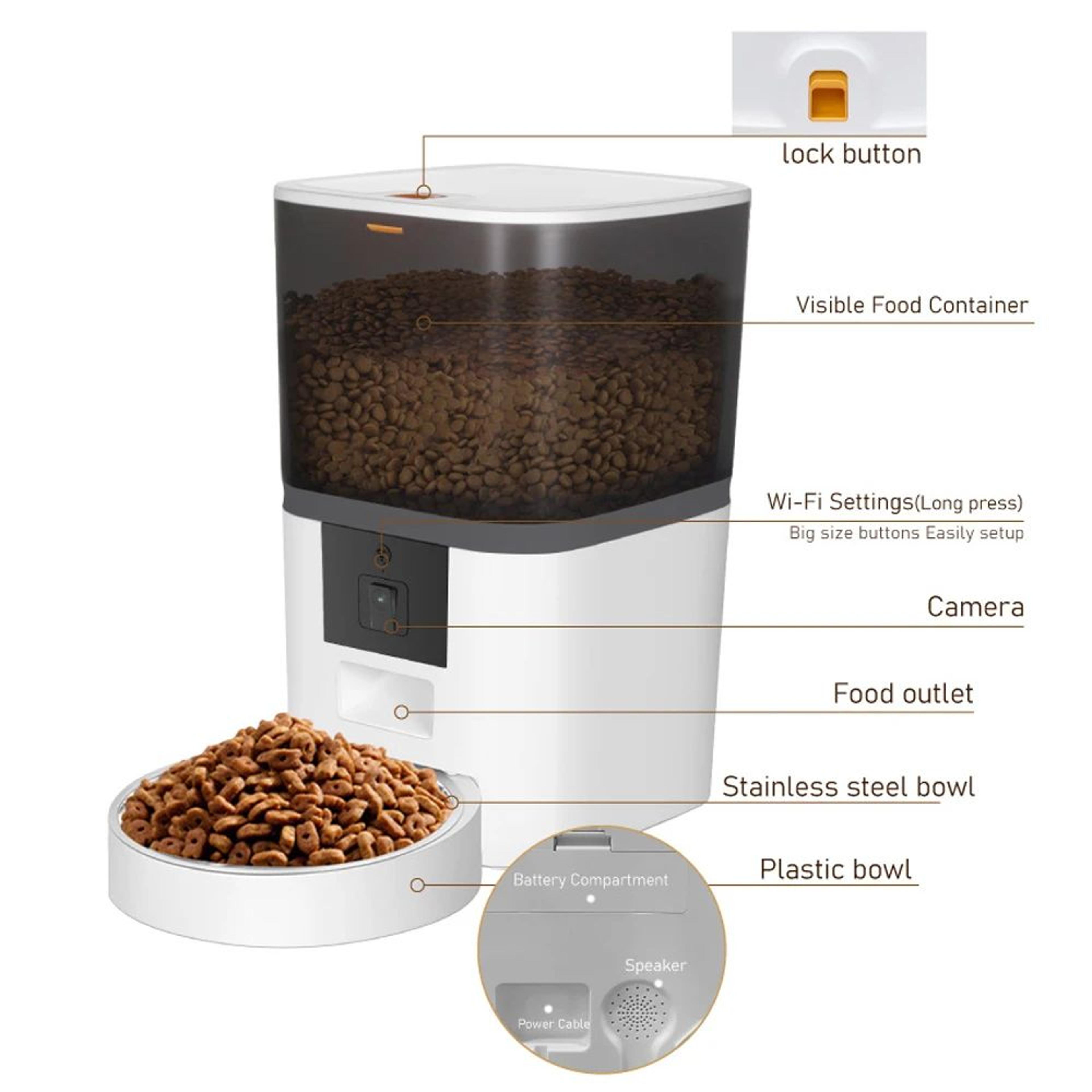 Smart Automatic Pet Feeder With HD Camera 4L 4