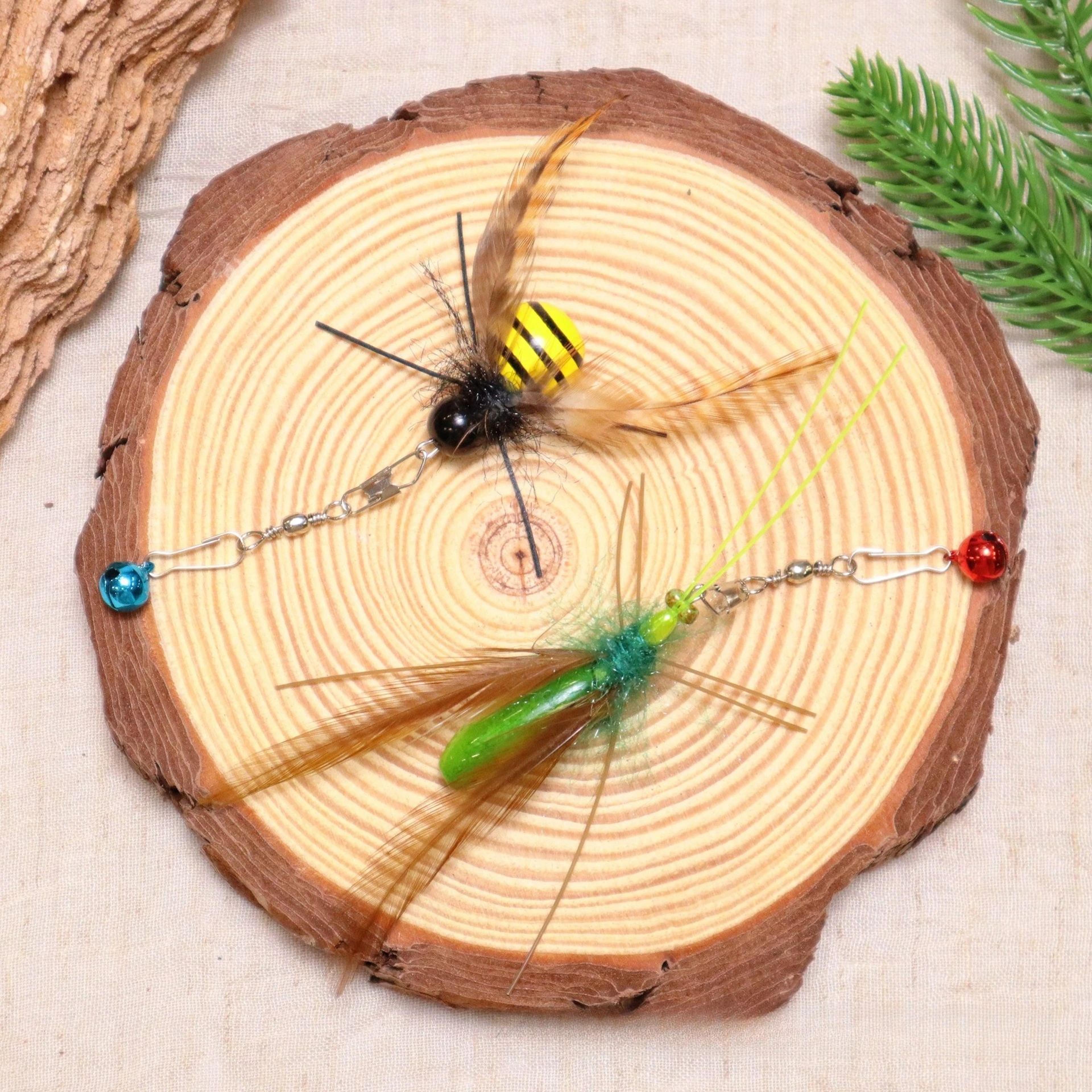 Simulation Mantis And Bee Feather Cat Toy Refills Set 3