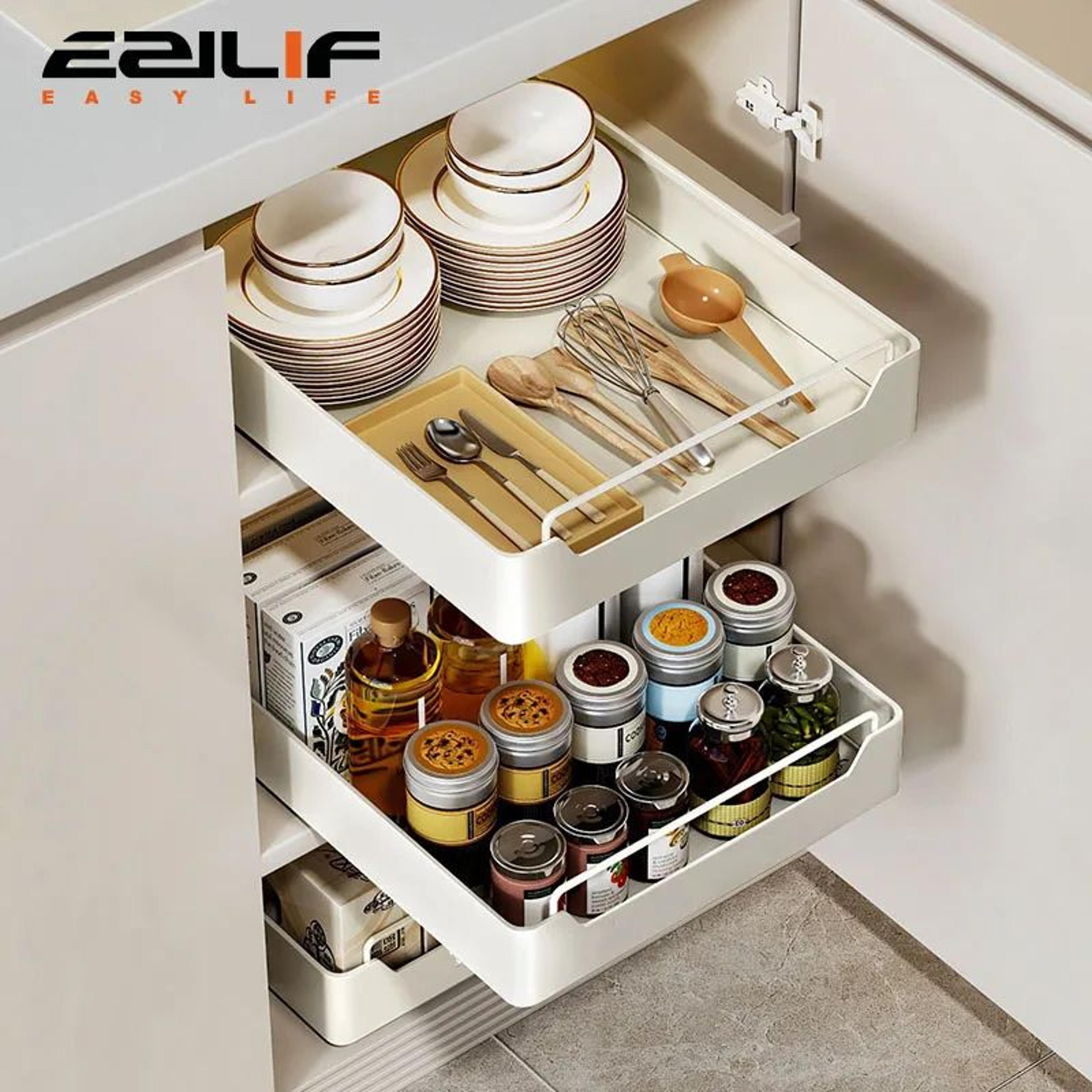 Pull Out Cabinet Storage Rack With Sliding Rail Organizer Basket 1