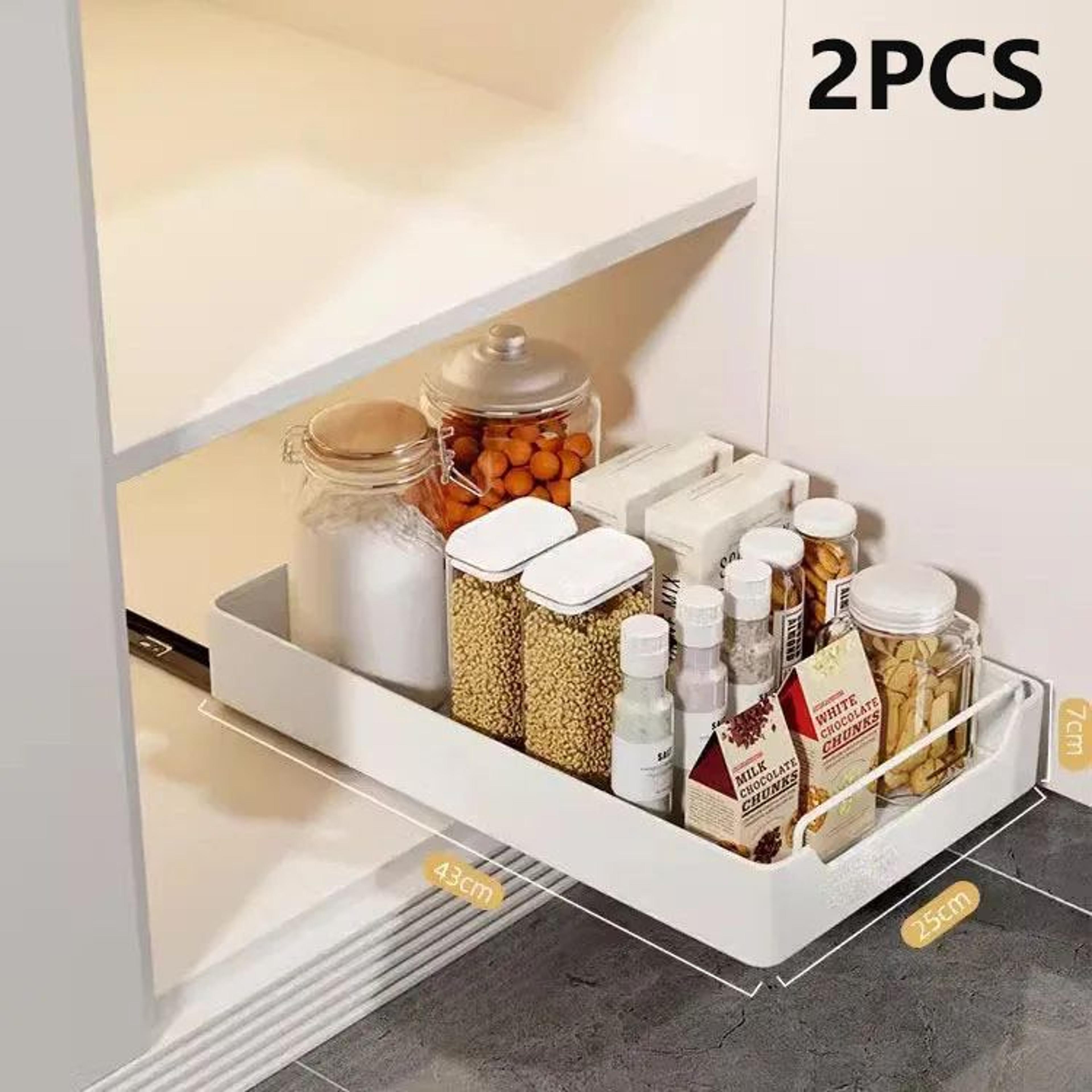 Pull Out Cabinet Storage Rack With Sliding Rail Organizer Basket 7