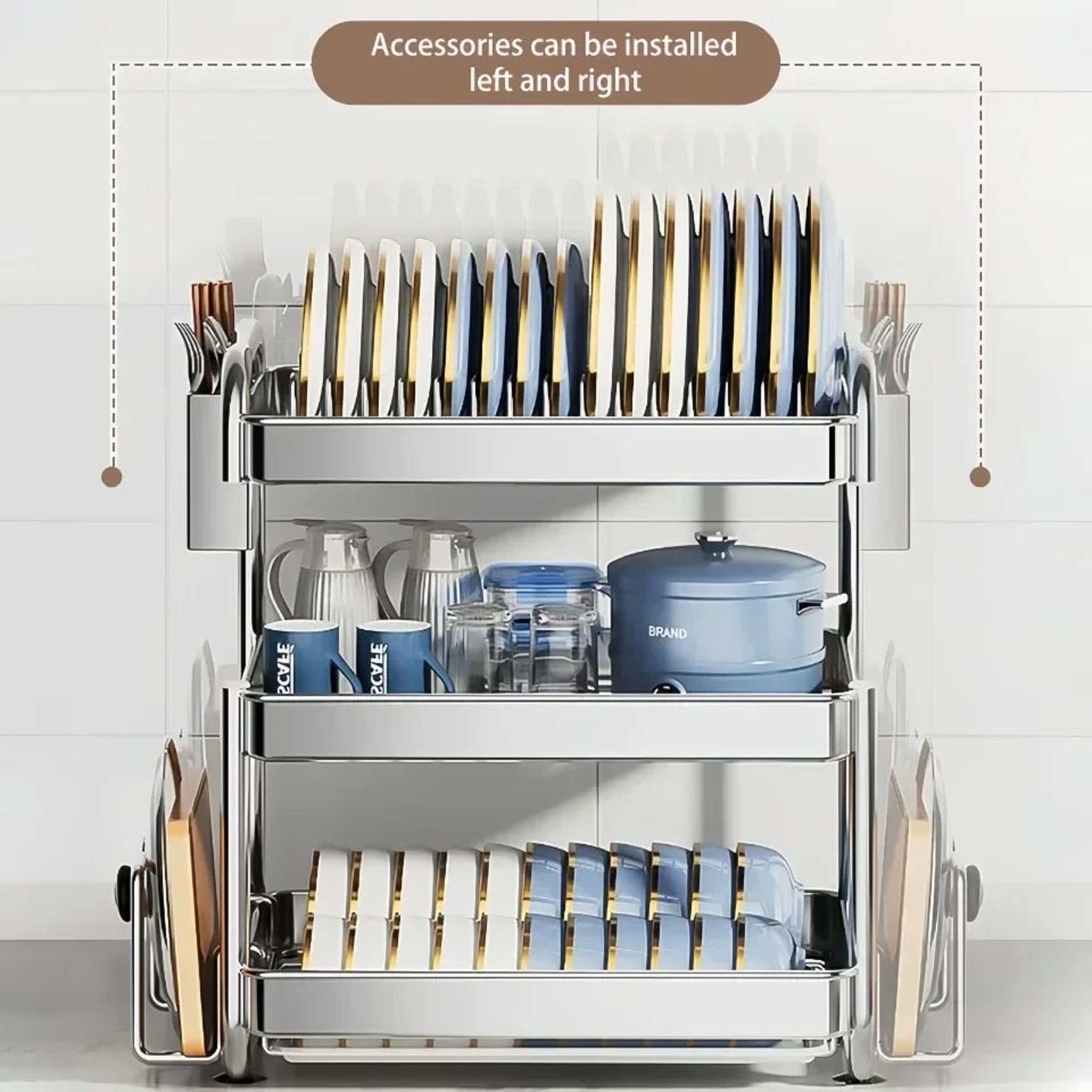 Stainless Steel Multi Layer Dish Drying Rack With Drainage System 7