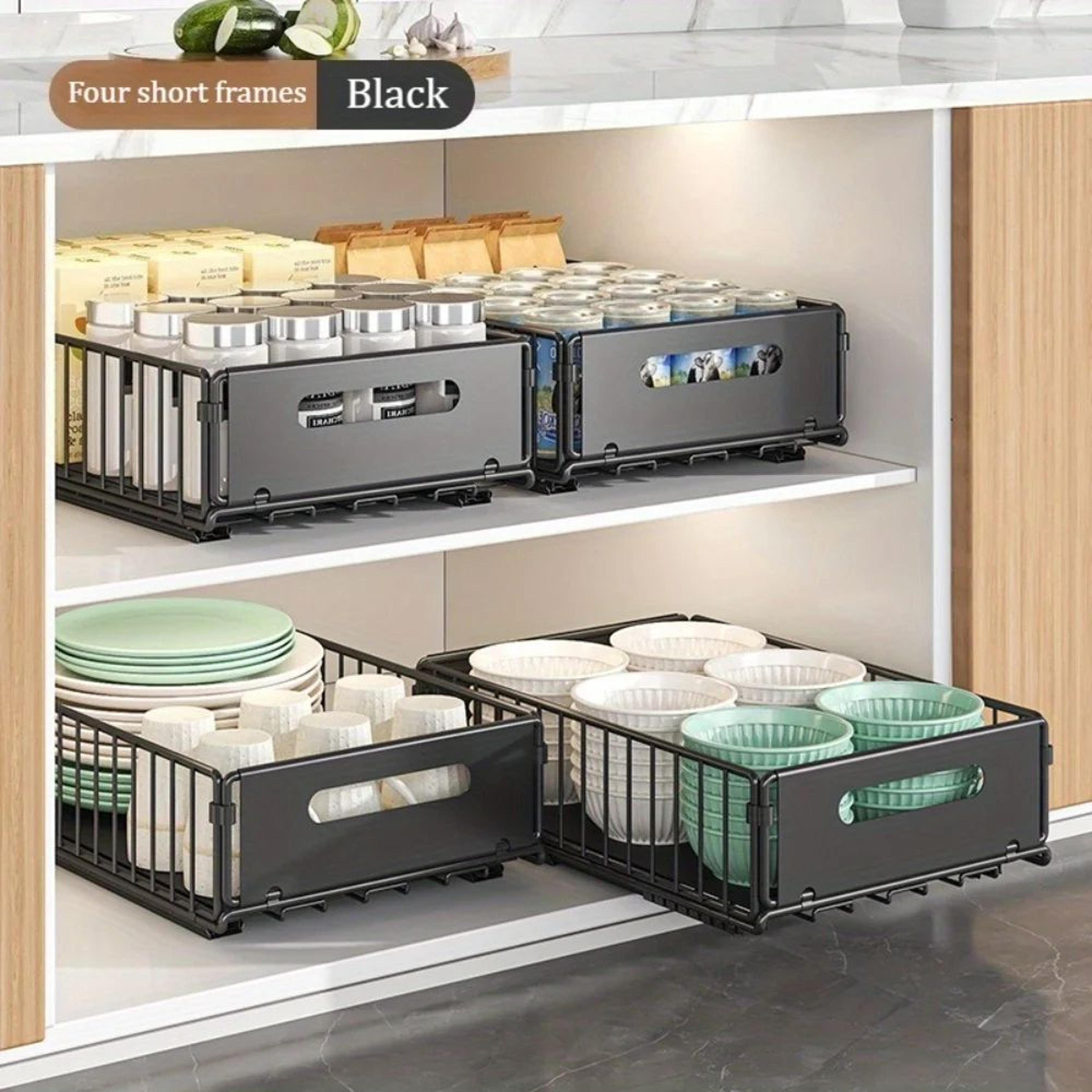 Double Layer Sliding Storage Basket Organizer For Bottles And Household Essentials 6