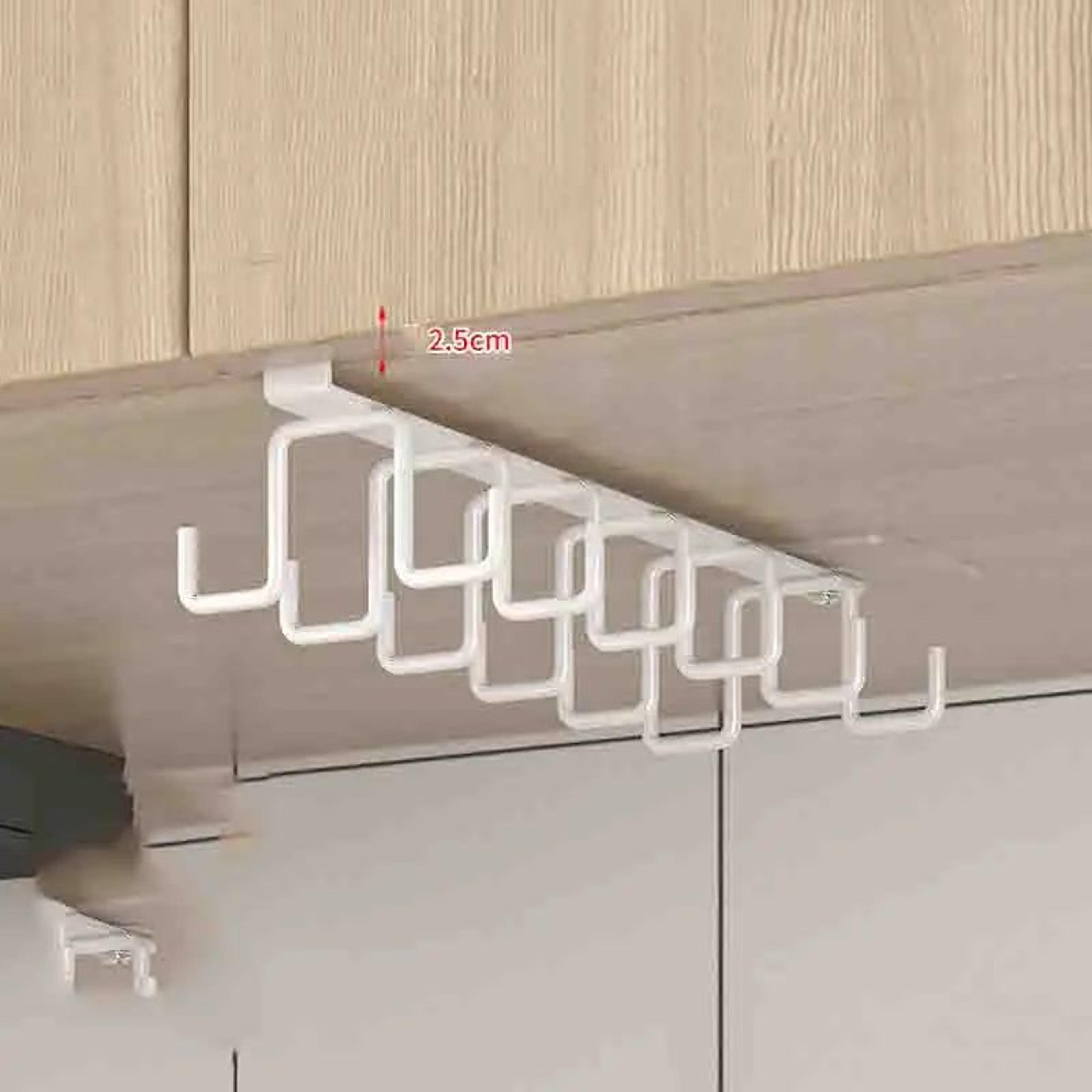 Double Row Hanging Cup Holder Wall Storage Rack 4