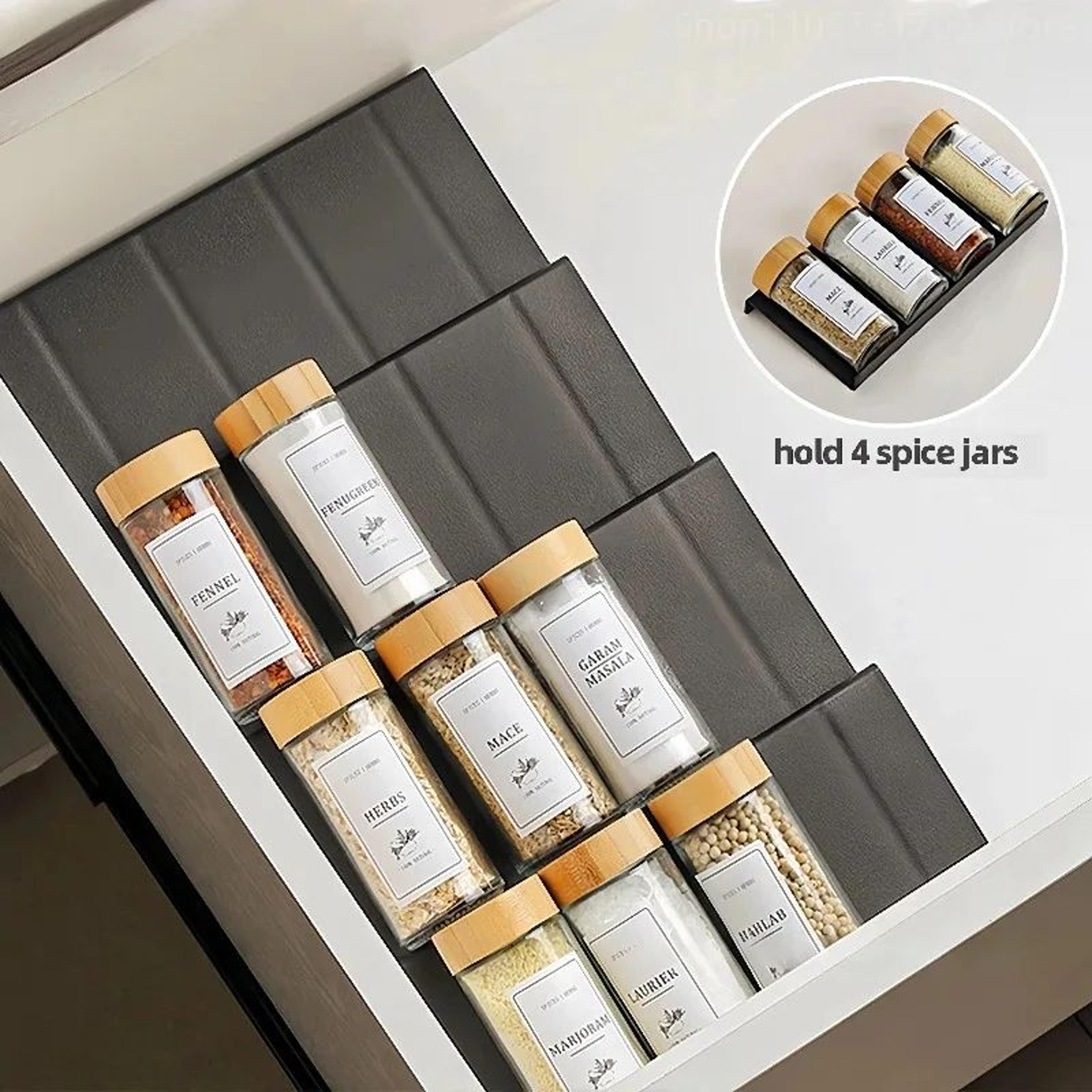 Adjustable 4 Tier Spice Drawer Organizer Rack 0