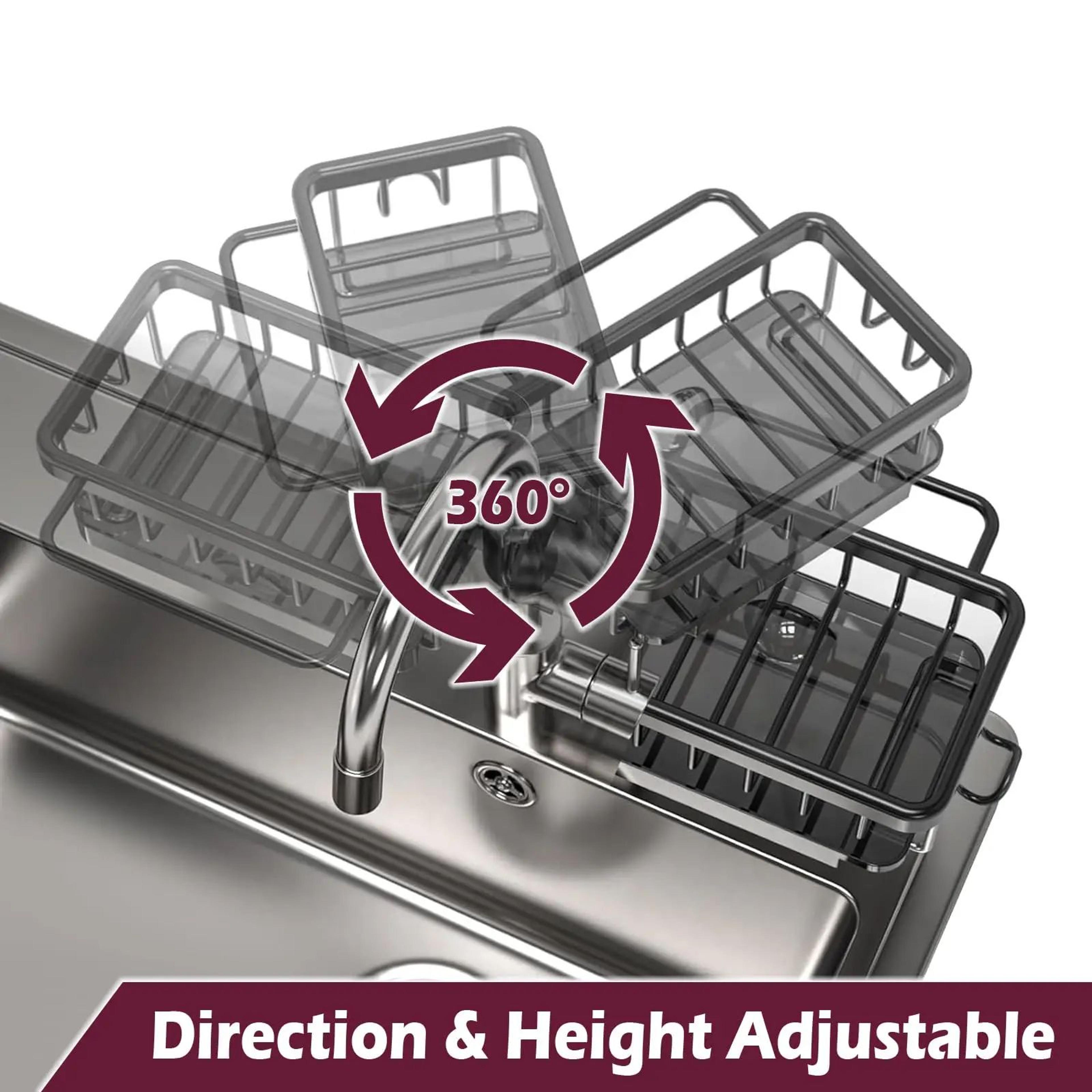 Kitchen Sink Faucet Organizer Rack Adjustable Rustproof Storage Caddy 5