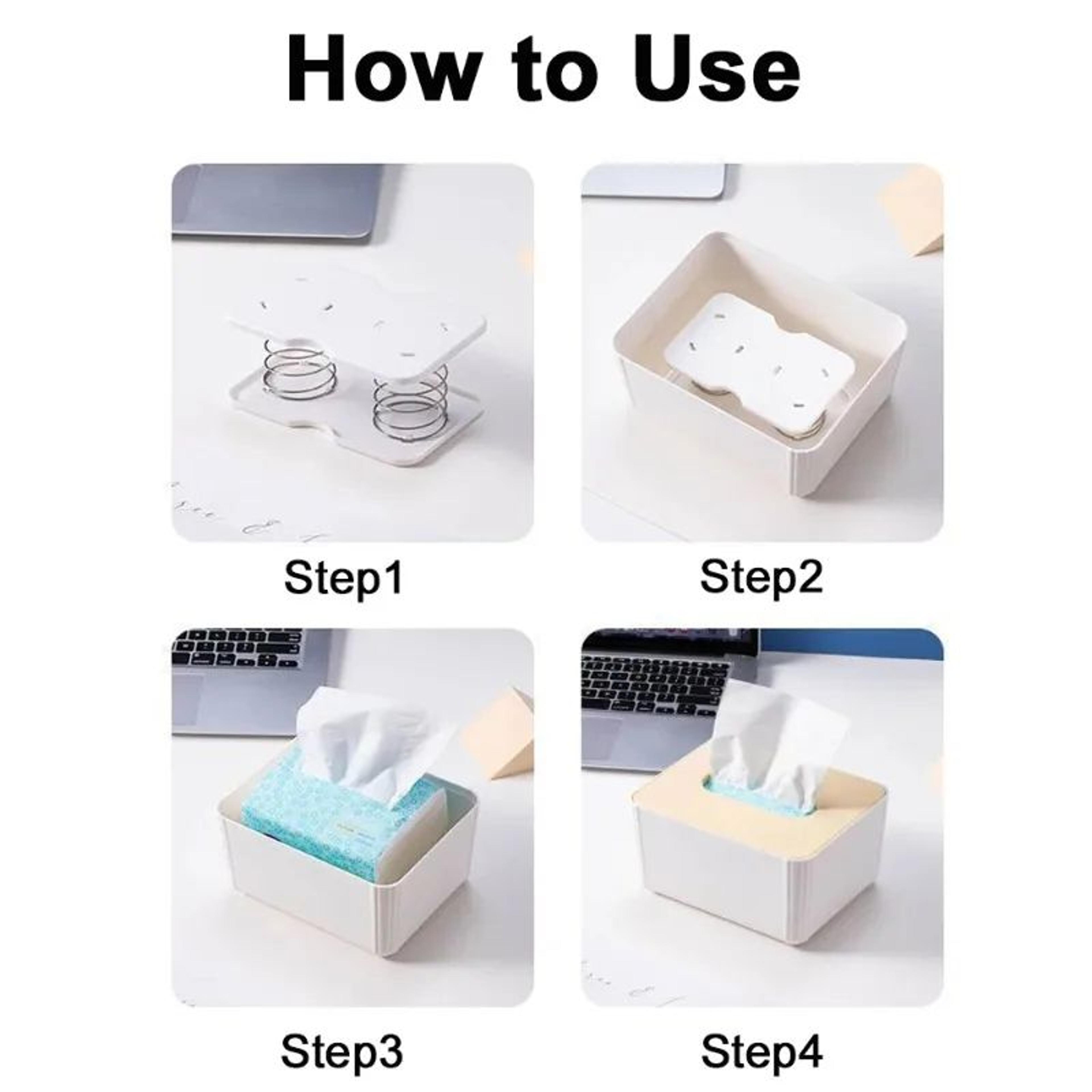 Spring Loaded Tissue Box Holder With Automatic Lift 5