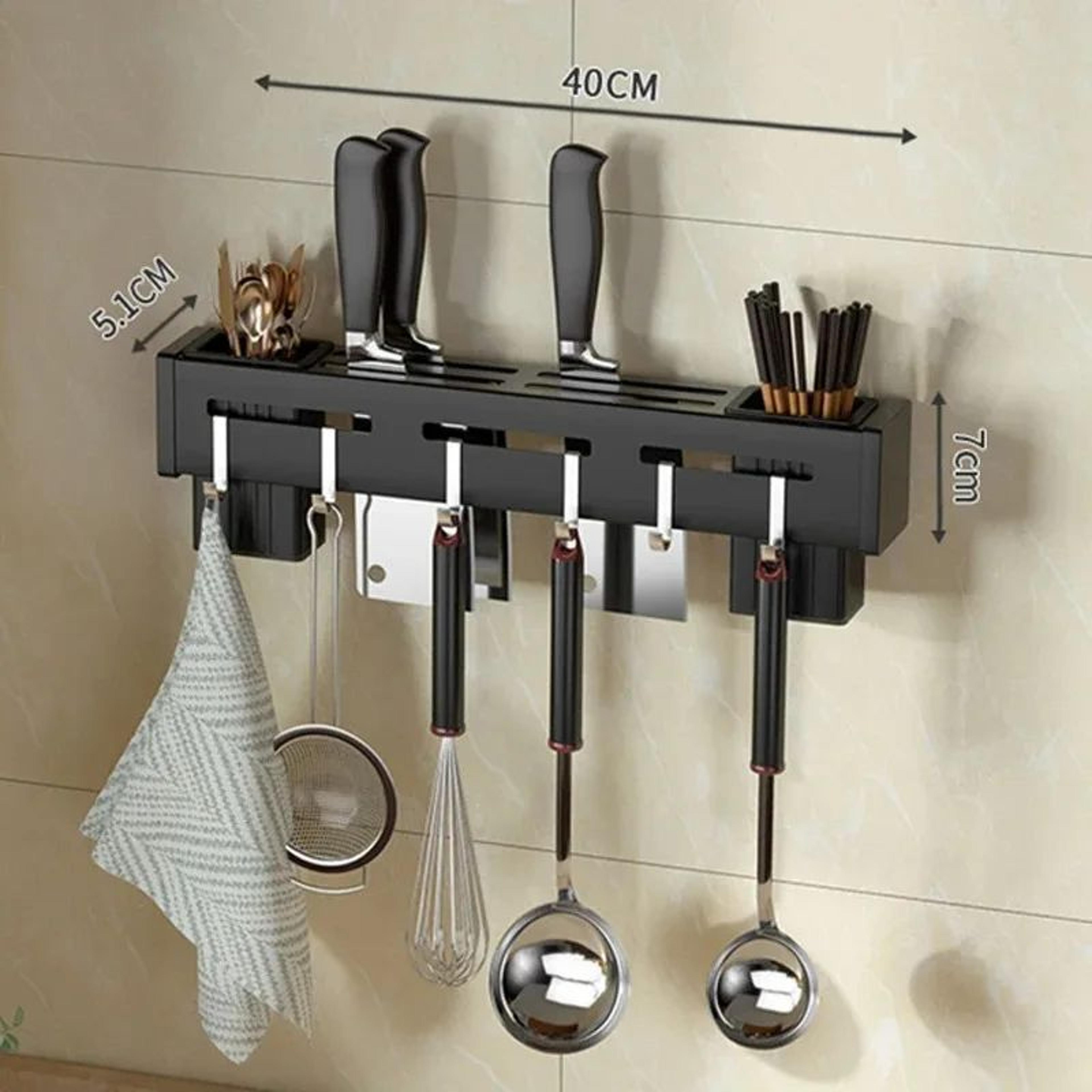 Stainless Steel Wall Mounted Knife Holder Rack With Hooks 1