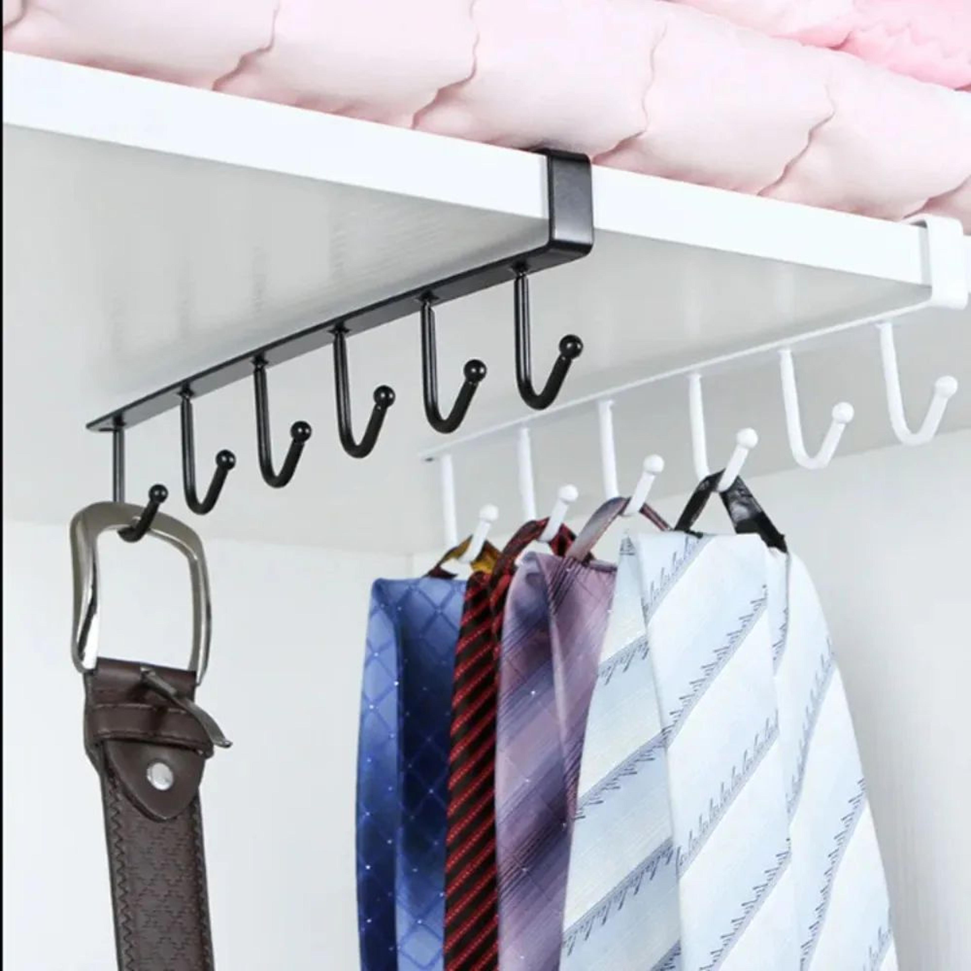 6 Hook Under Cabinet Coffee Mug Holder Rack 2
