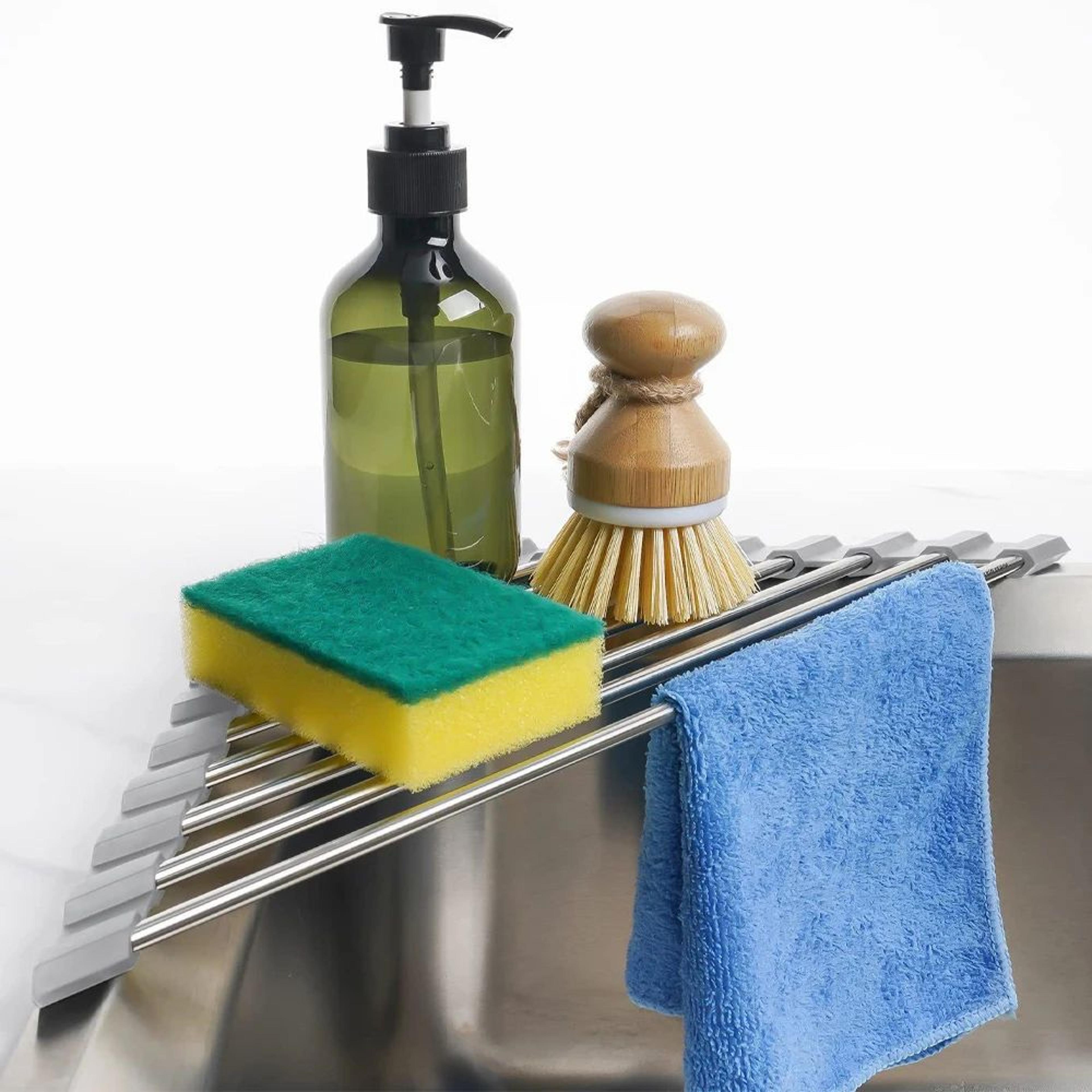 Roll Up Triangle Sink Drying Rack Organizer 0
