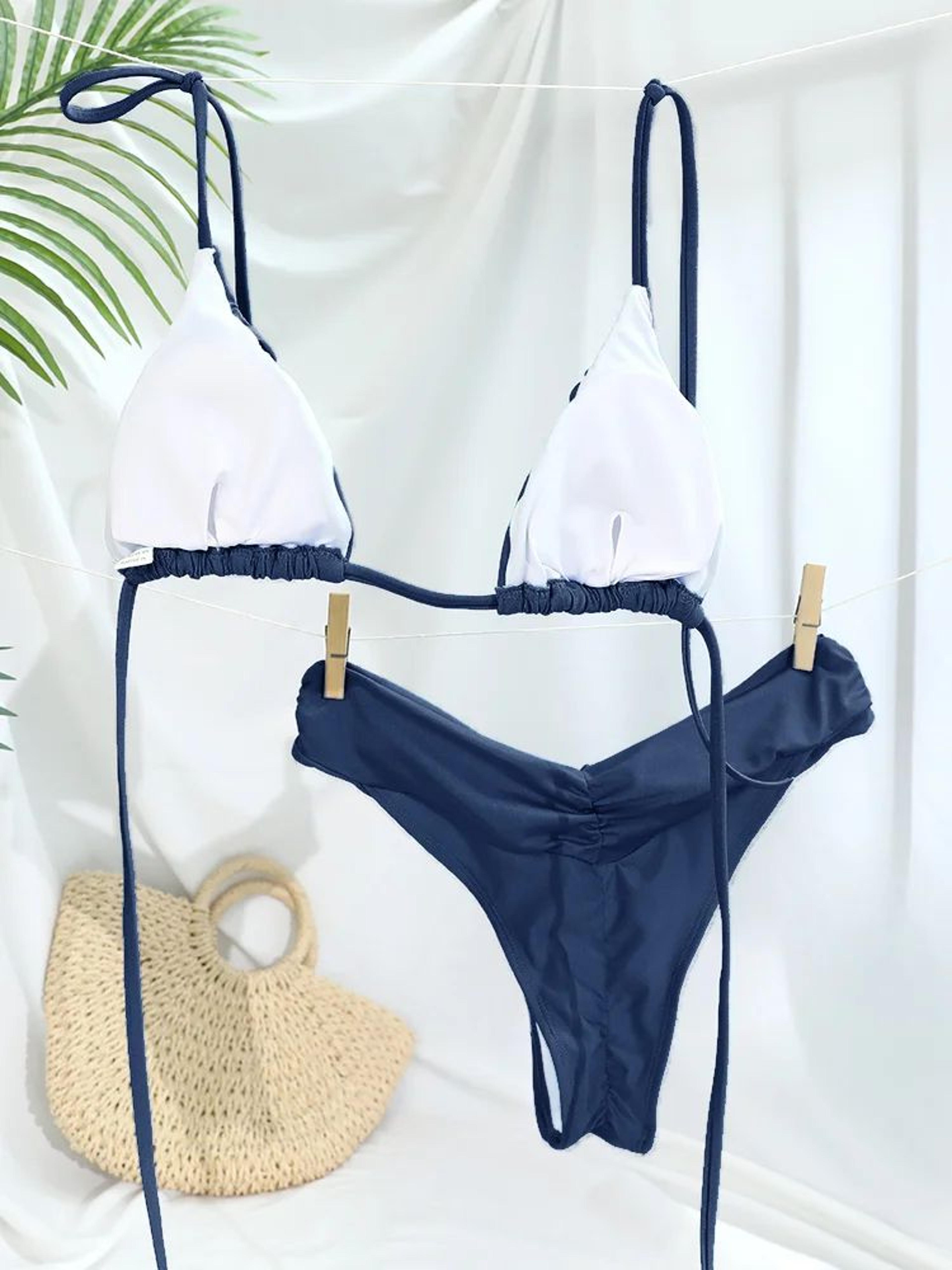 Solid Color Micro Triangle Bikini Set 1