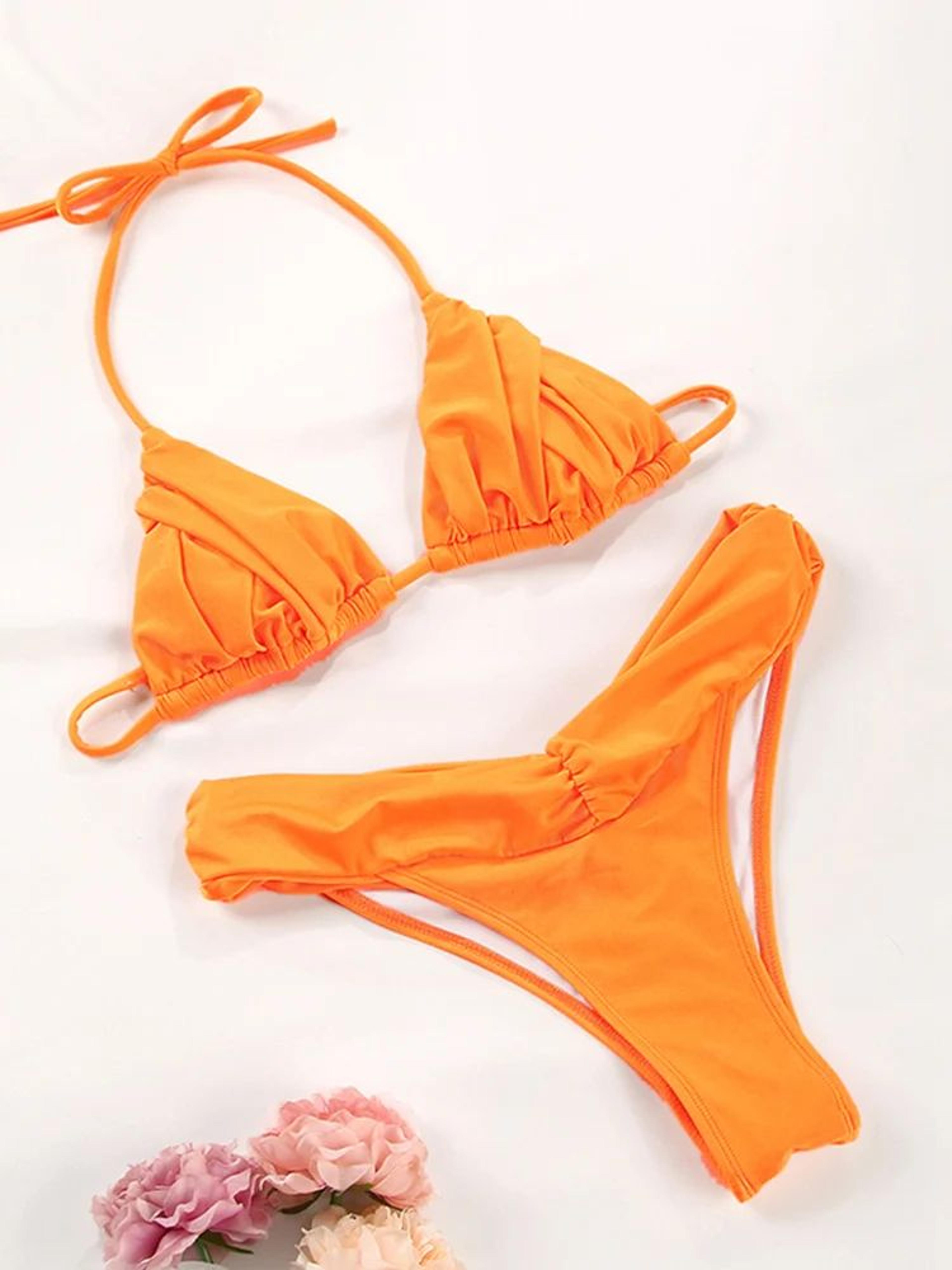Solid Color Micro Triangle Bikini Set 11