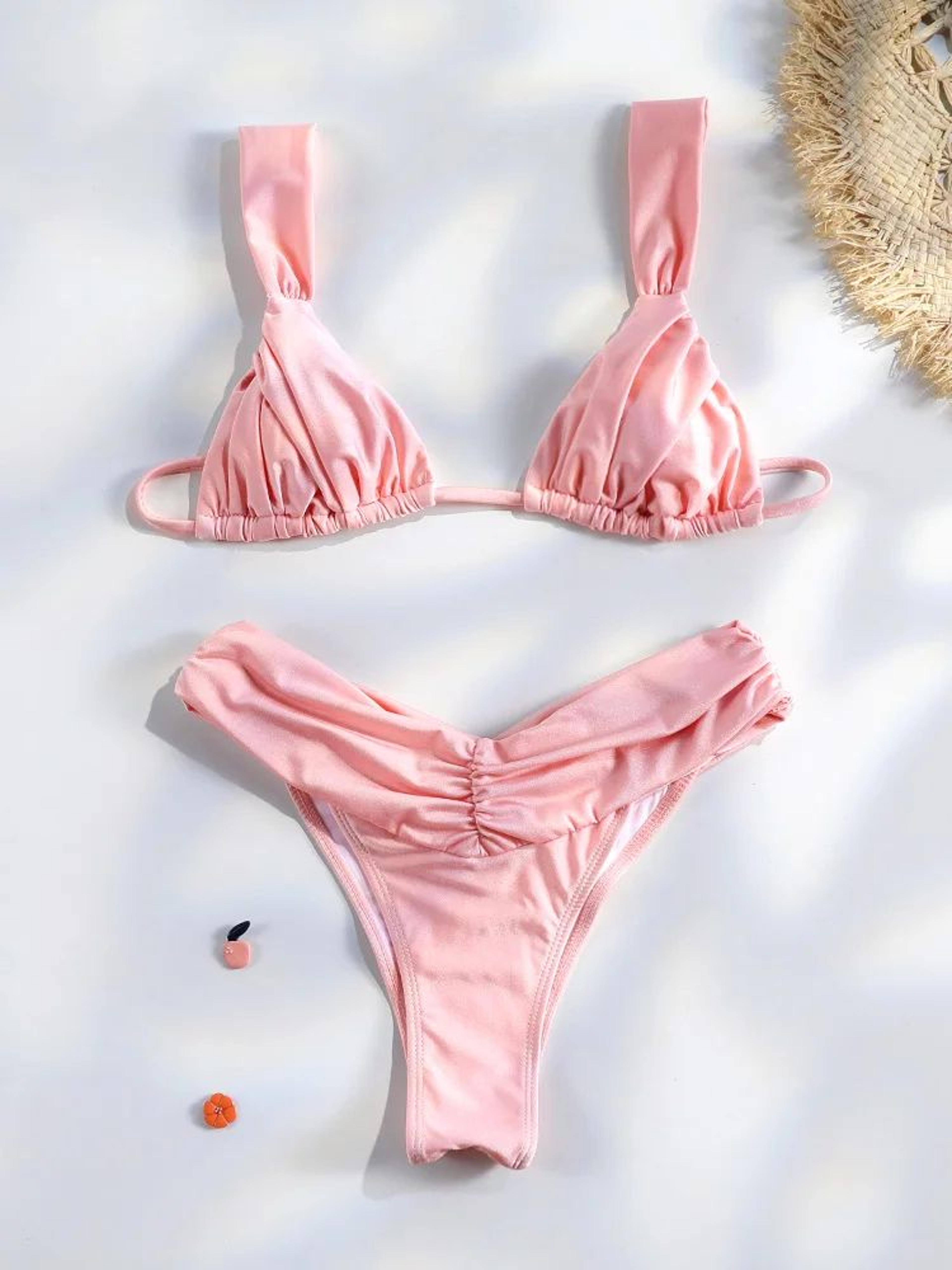 Solid Color Micro Triangle Bikini Set 16