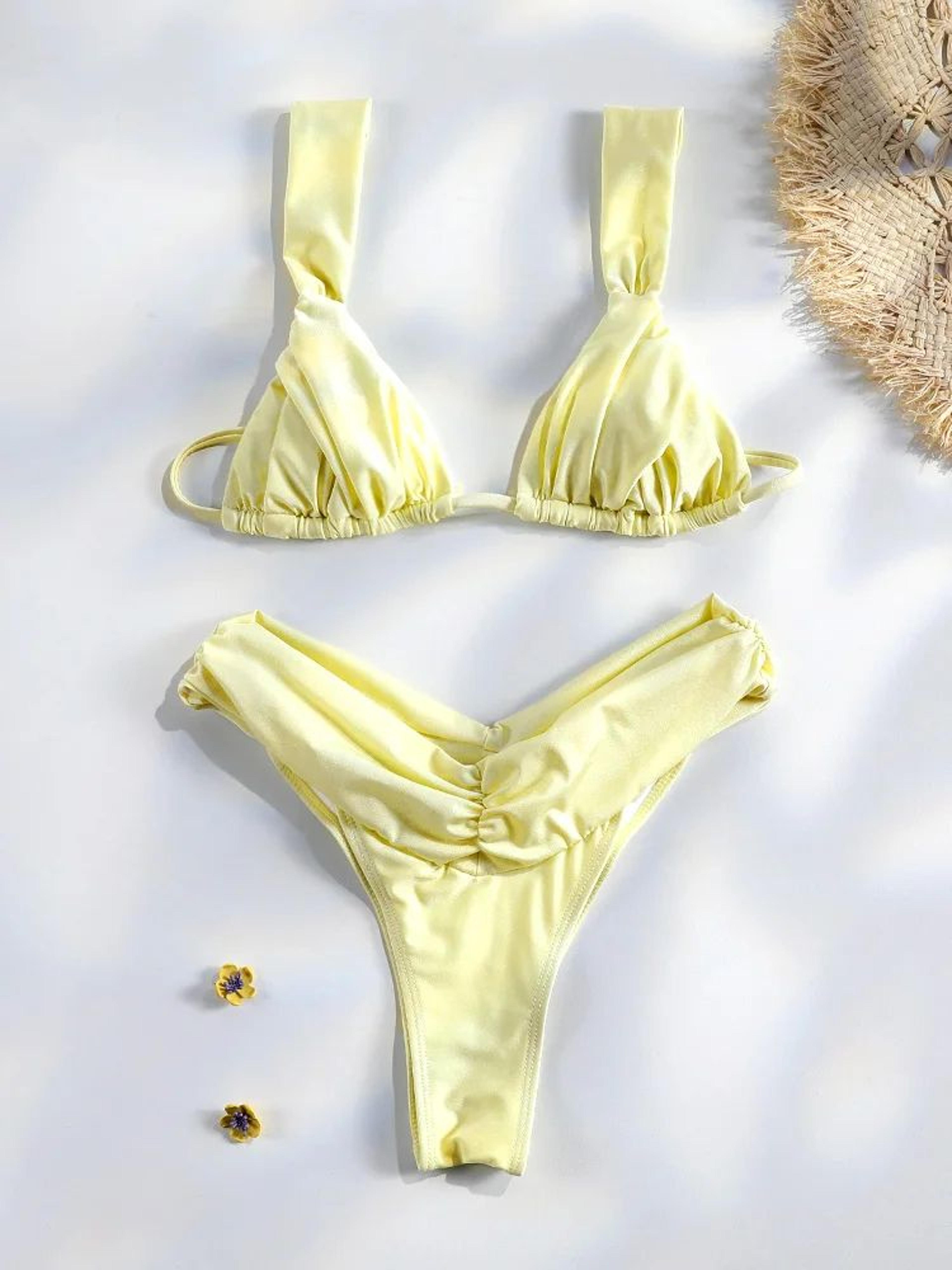 Solid Color Micro Triangle Bikini Set 17