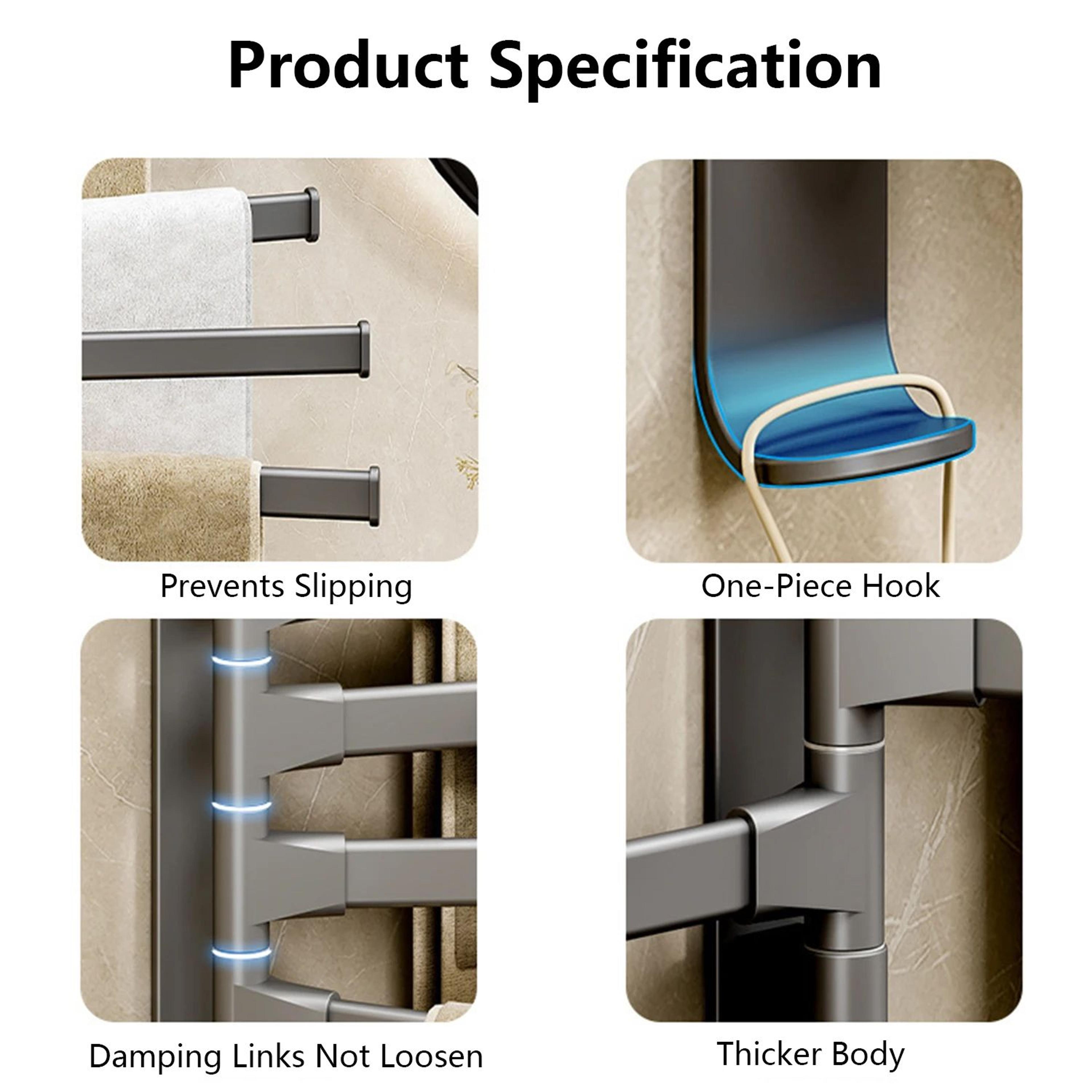 Rotatable Wall Mounted Aluminum Towel Rack 3