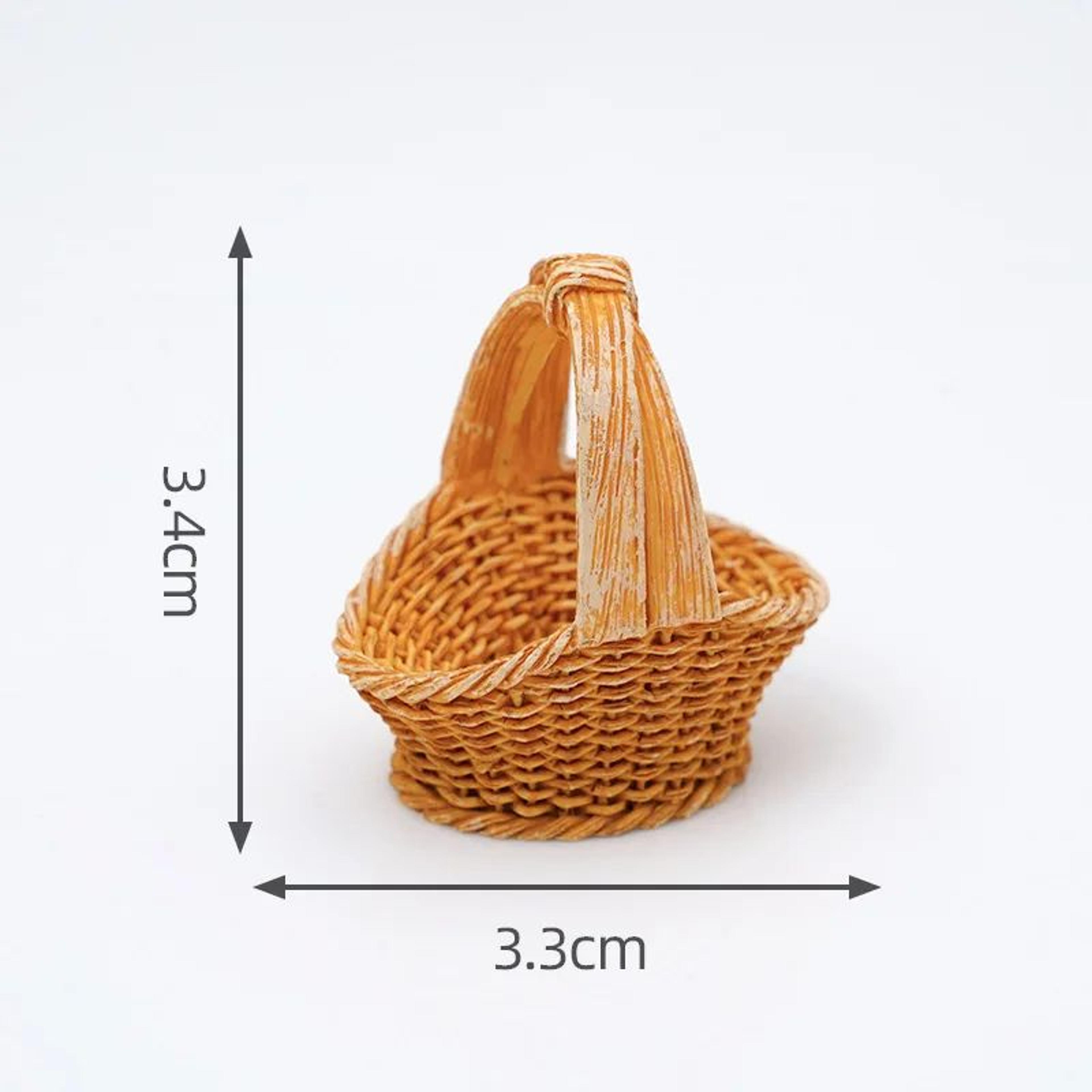 Mini Simulated Rattan Basket Dollhouse Decoration 8