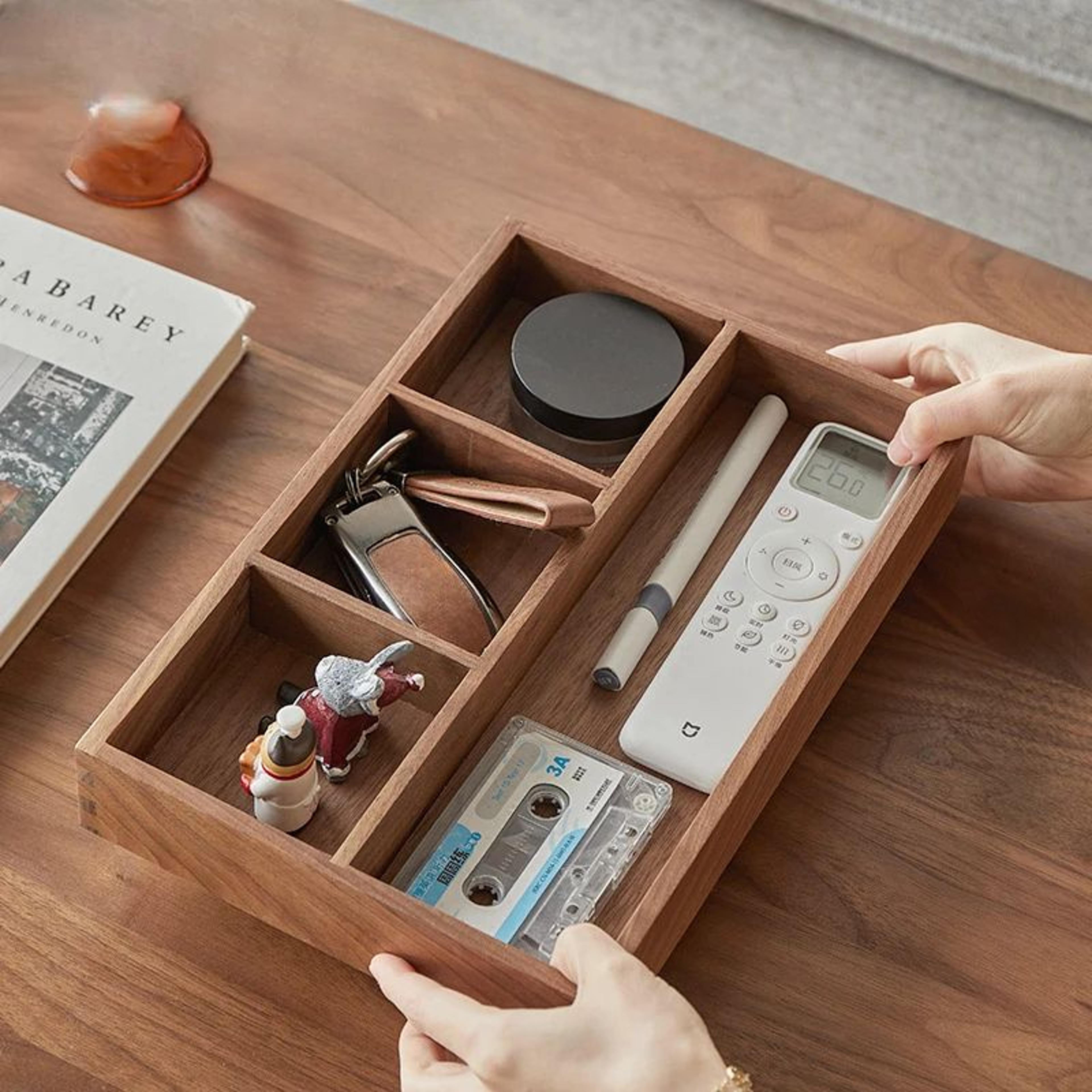 Solid Wood Desktop Organizer Tray 0