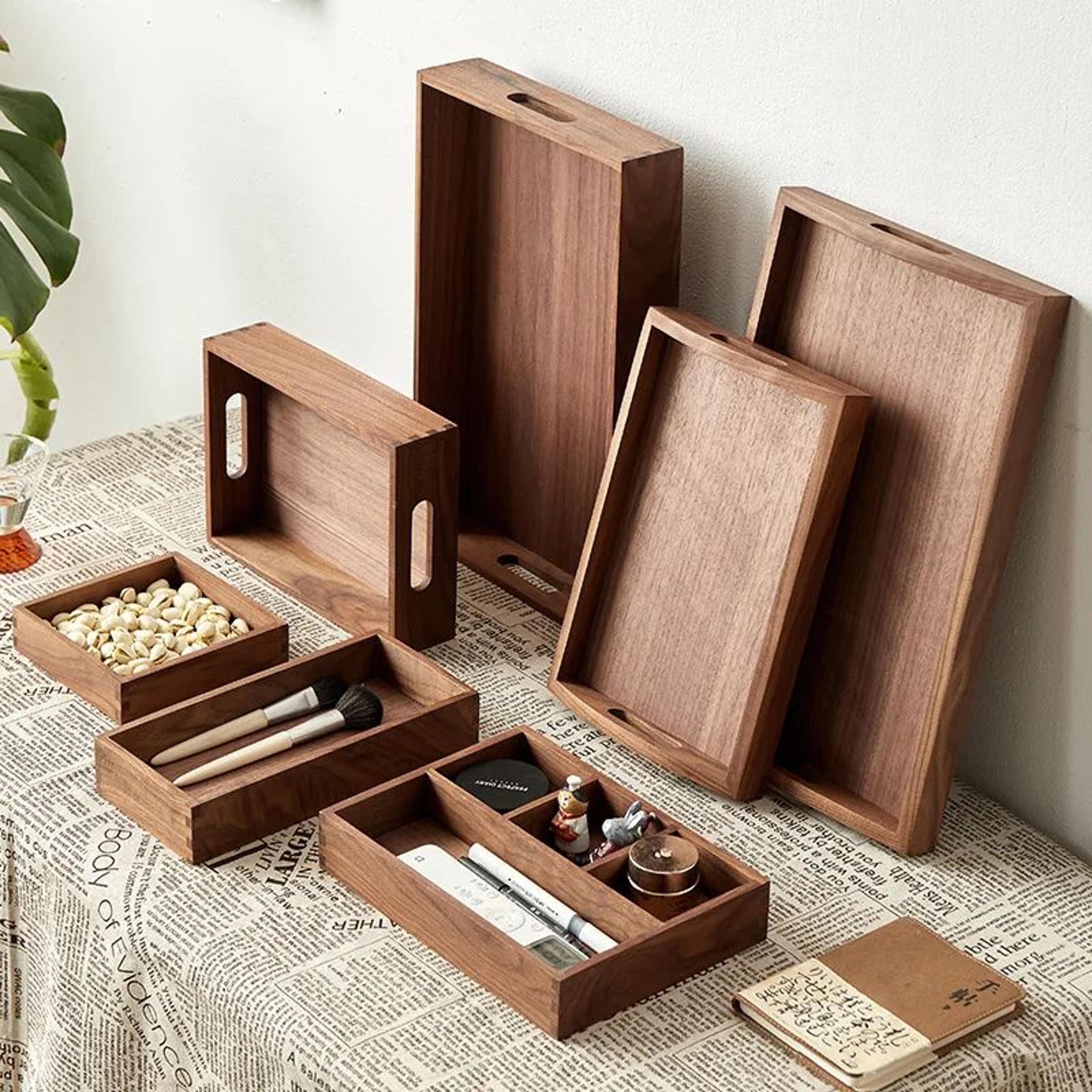 Solid Wood Desktop Organizer Tray 4