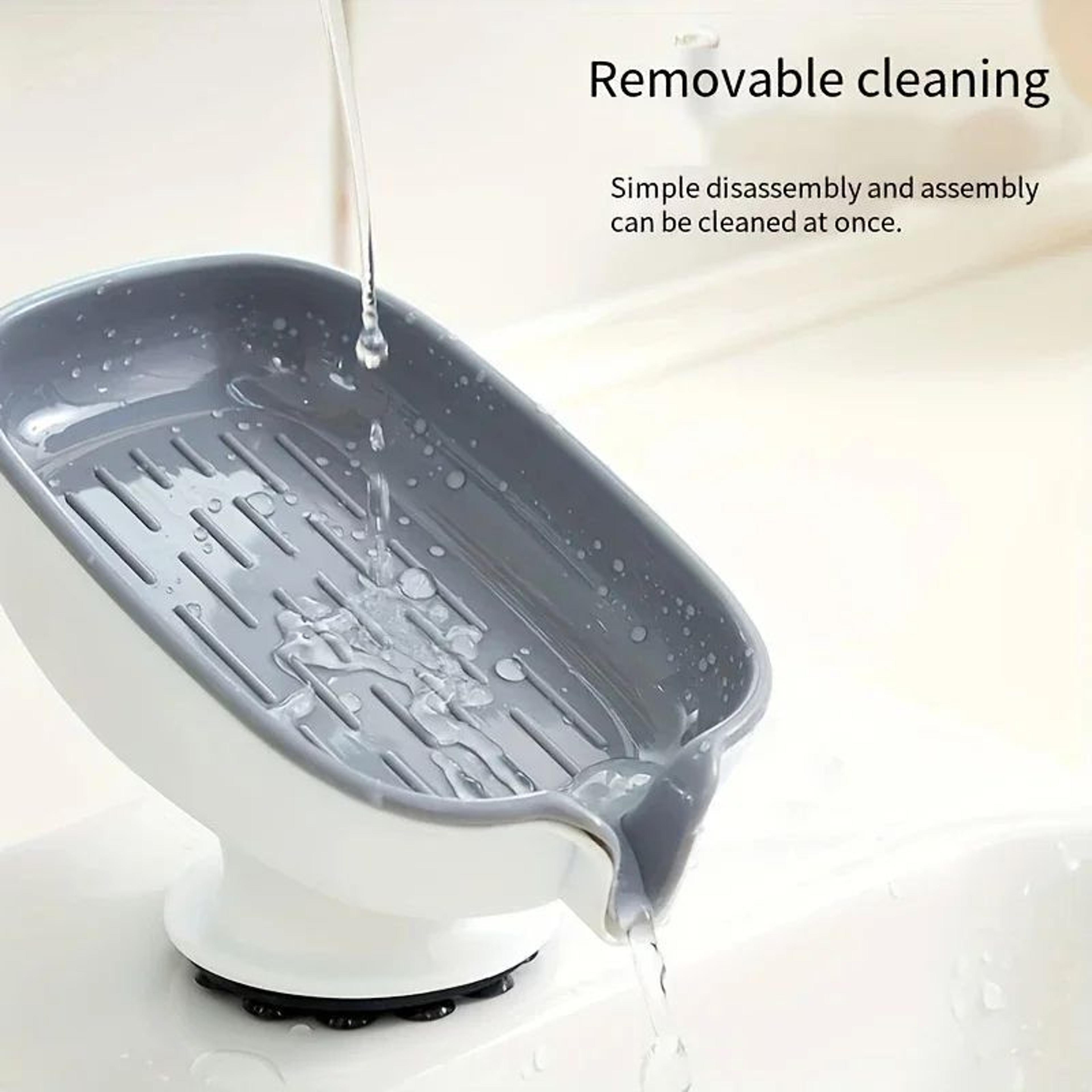 White Double Layer Soap Storage Box With Drain Tray 6