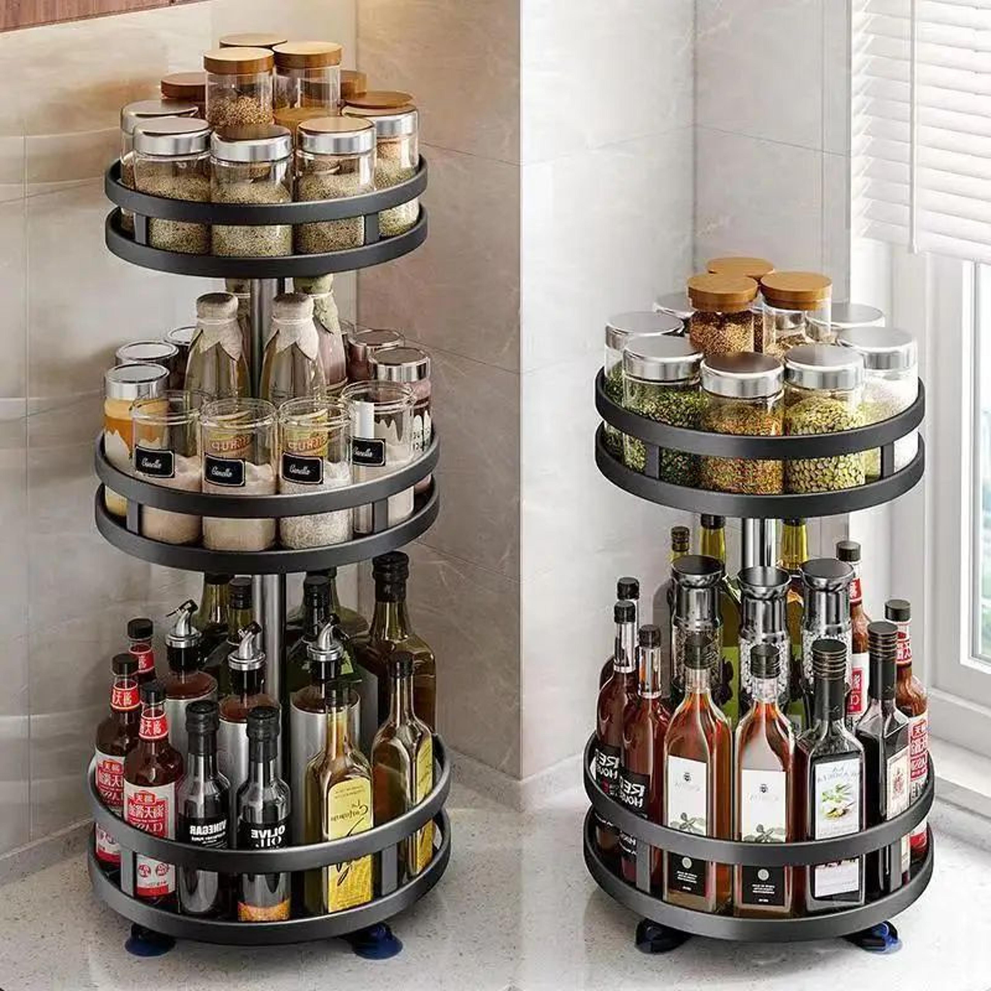 360 Degree Rotating Spice Storage Organizer Rack 0