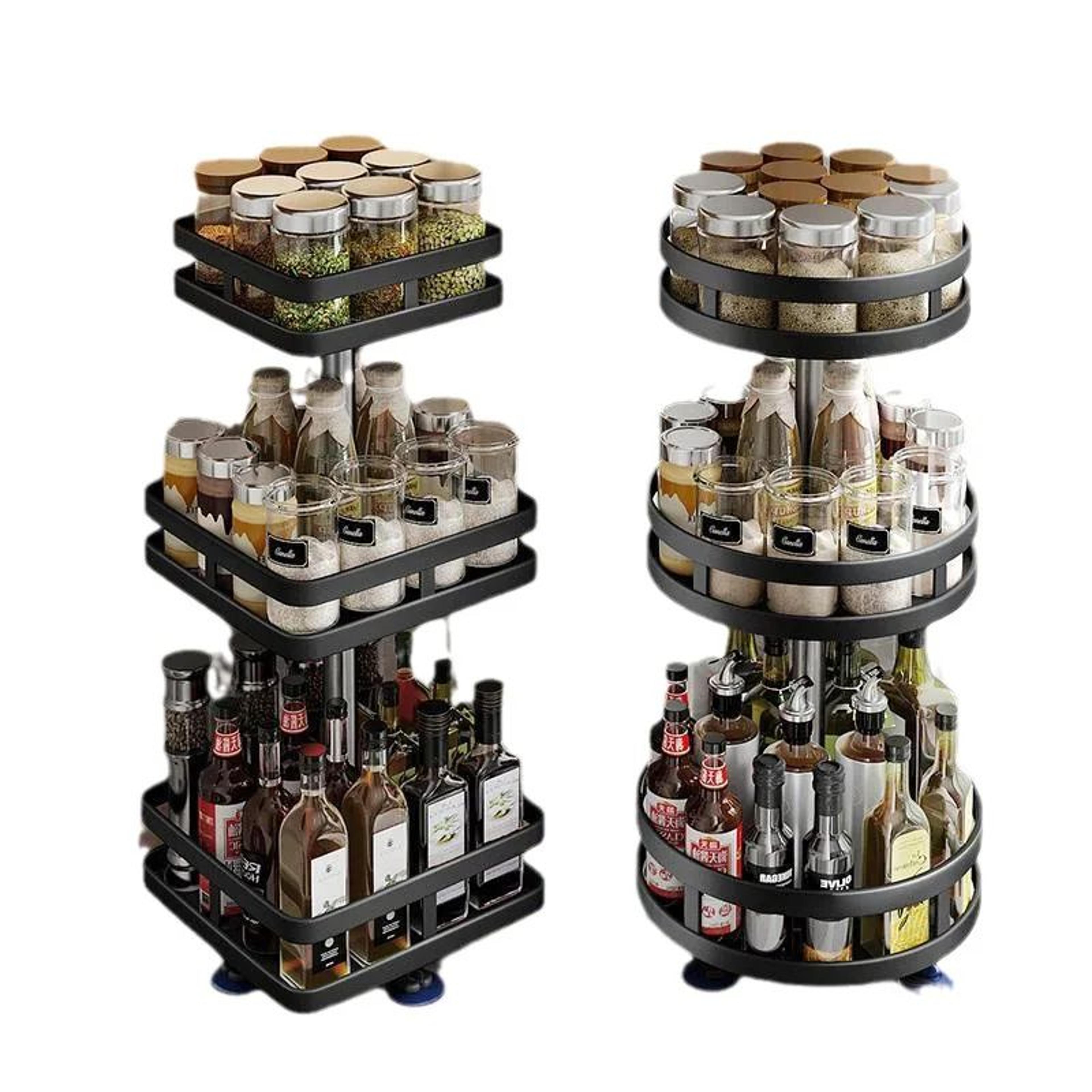 360 Degree Rotating Spice Storage Organizer Rack 4