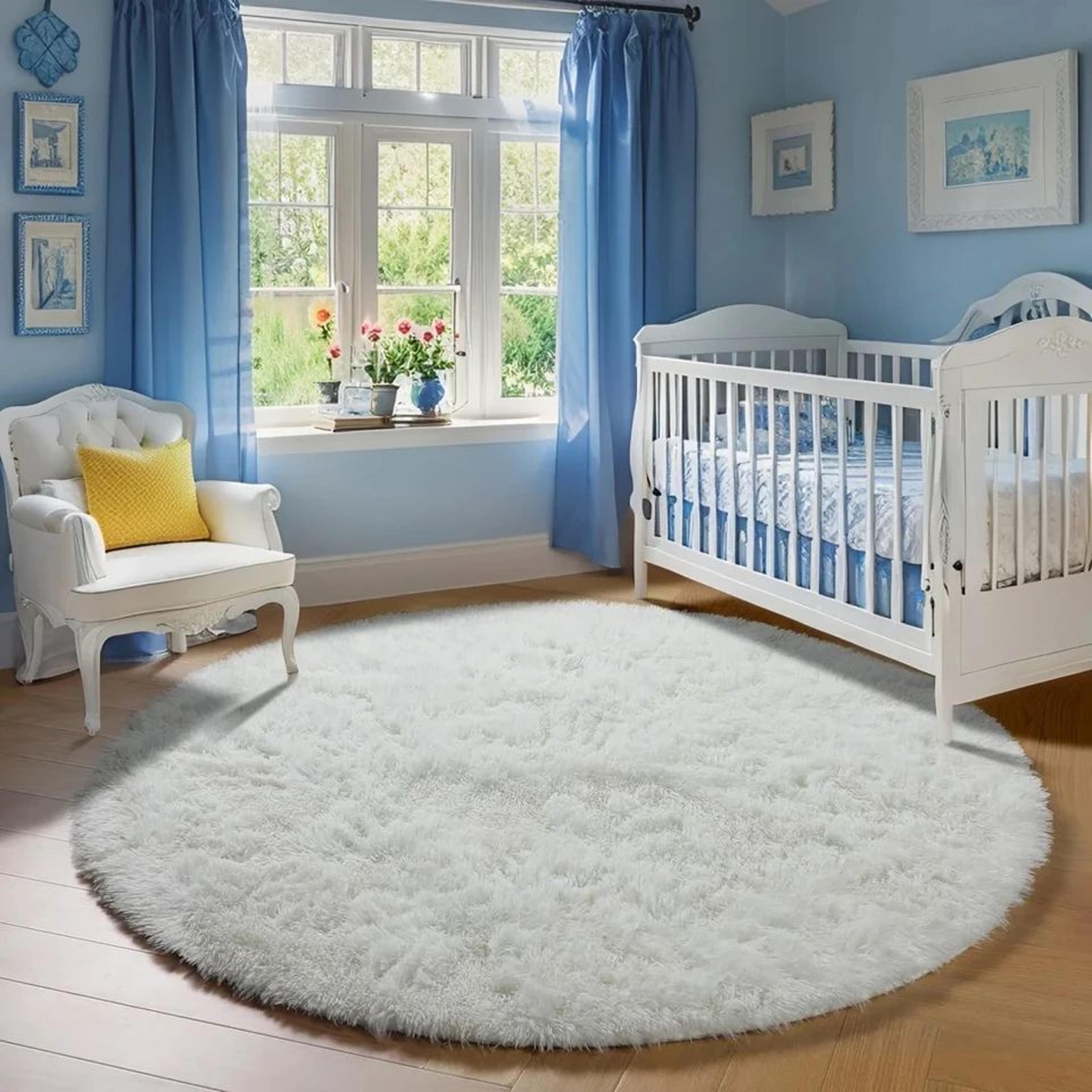 round plush nursery play area rug