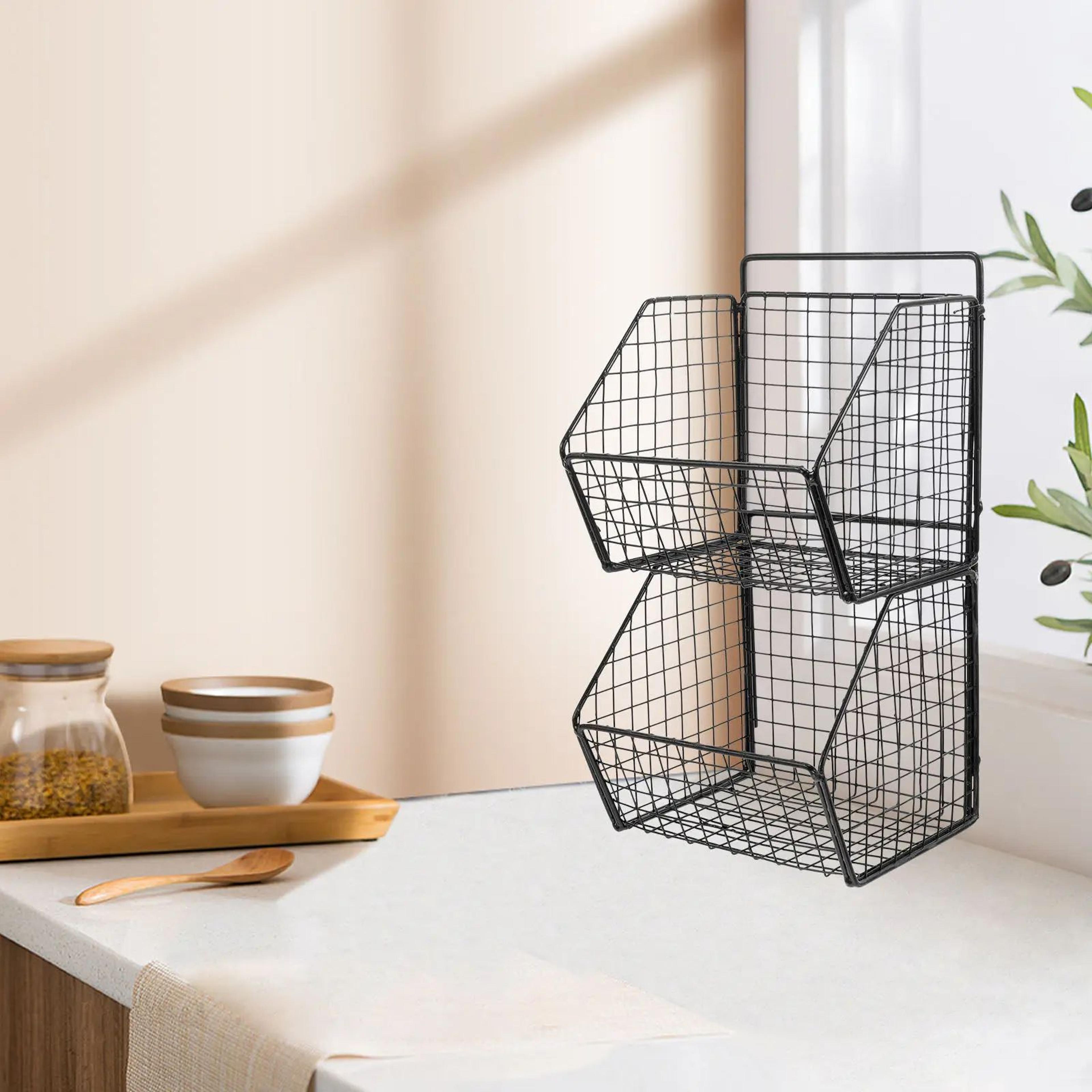 Wall Mounted Double Layer Vegetable Storage Basket 0