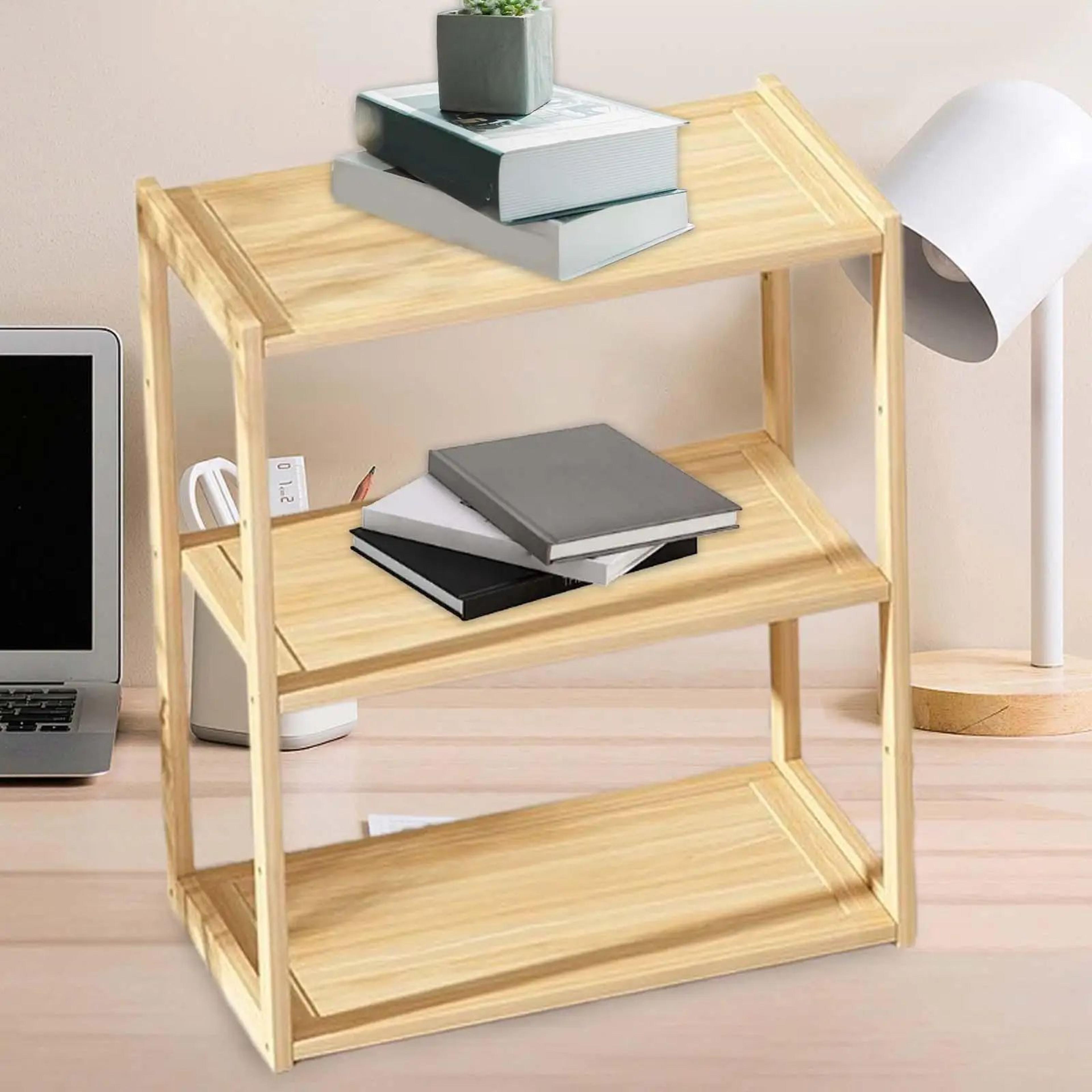 Rustic Wooden Desktop Display Storage Rack 2