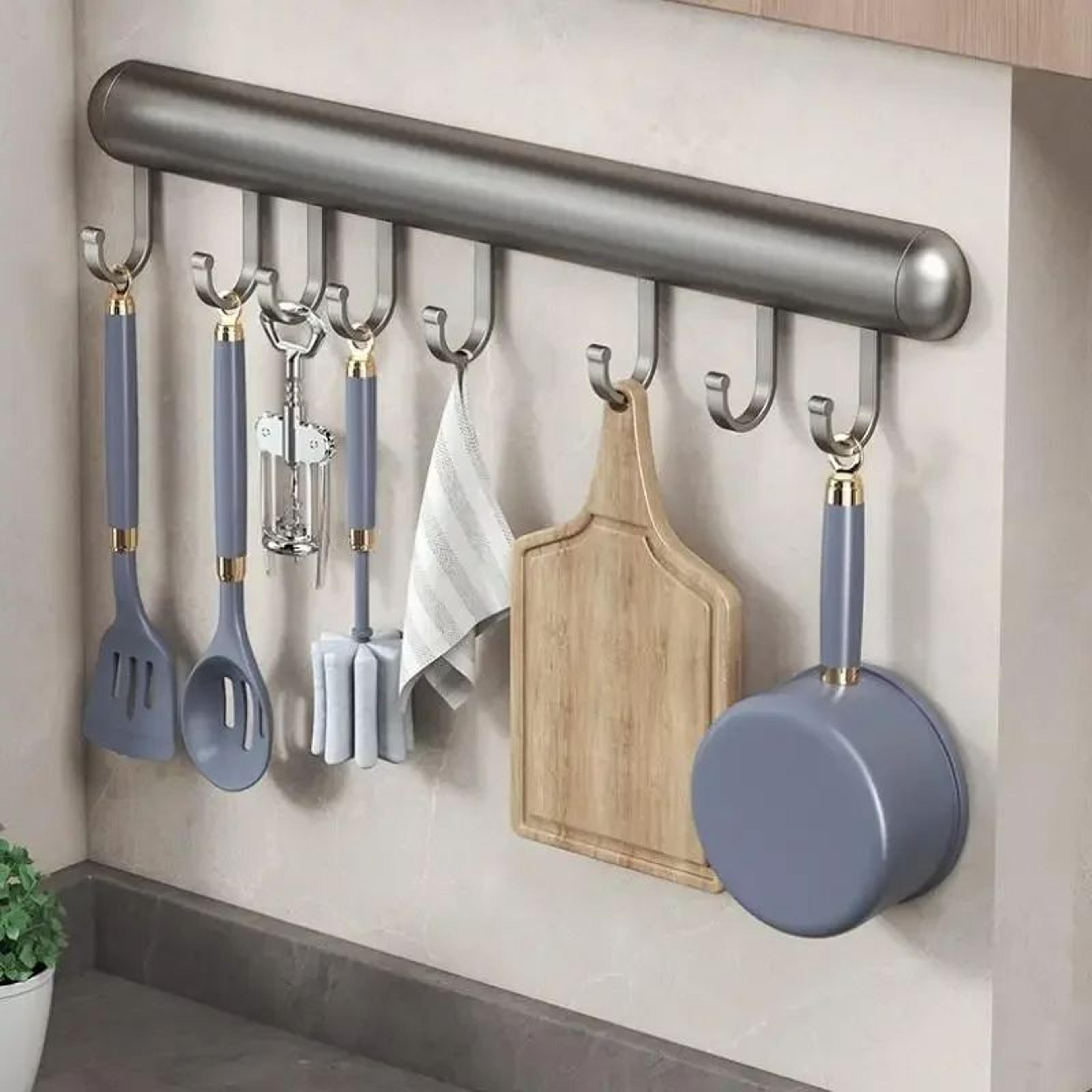 Aluminum Kitchen Hook Rack Wall Mounted Organizer 5