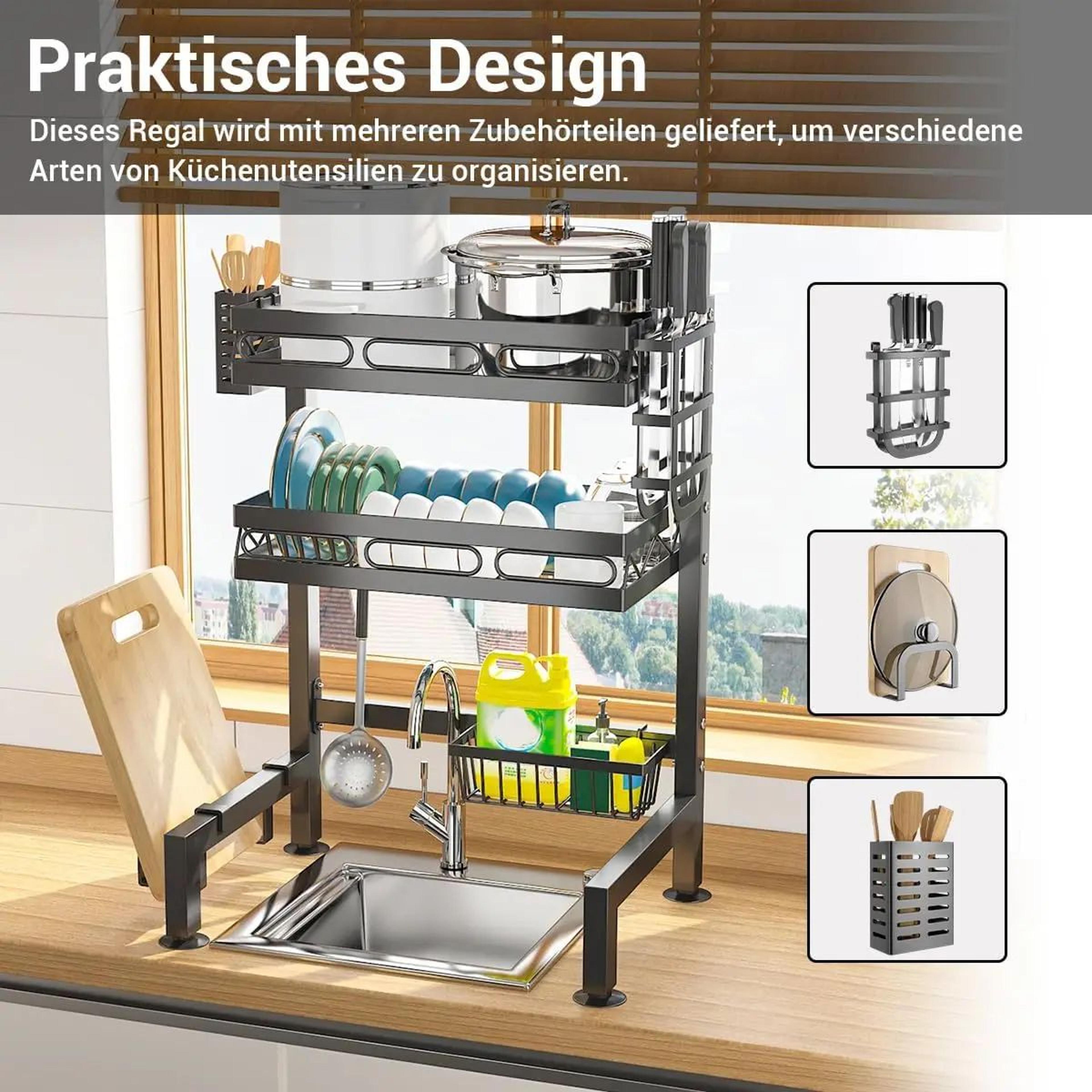 Over Sink Dish Drying Rack Kitchen Organizer Shelf 3