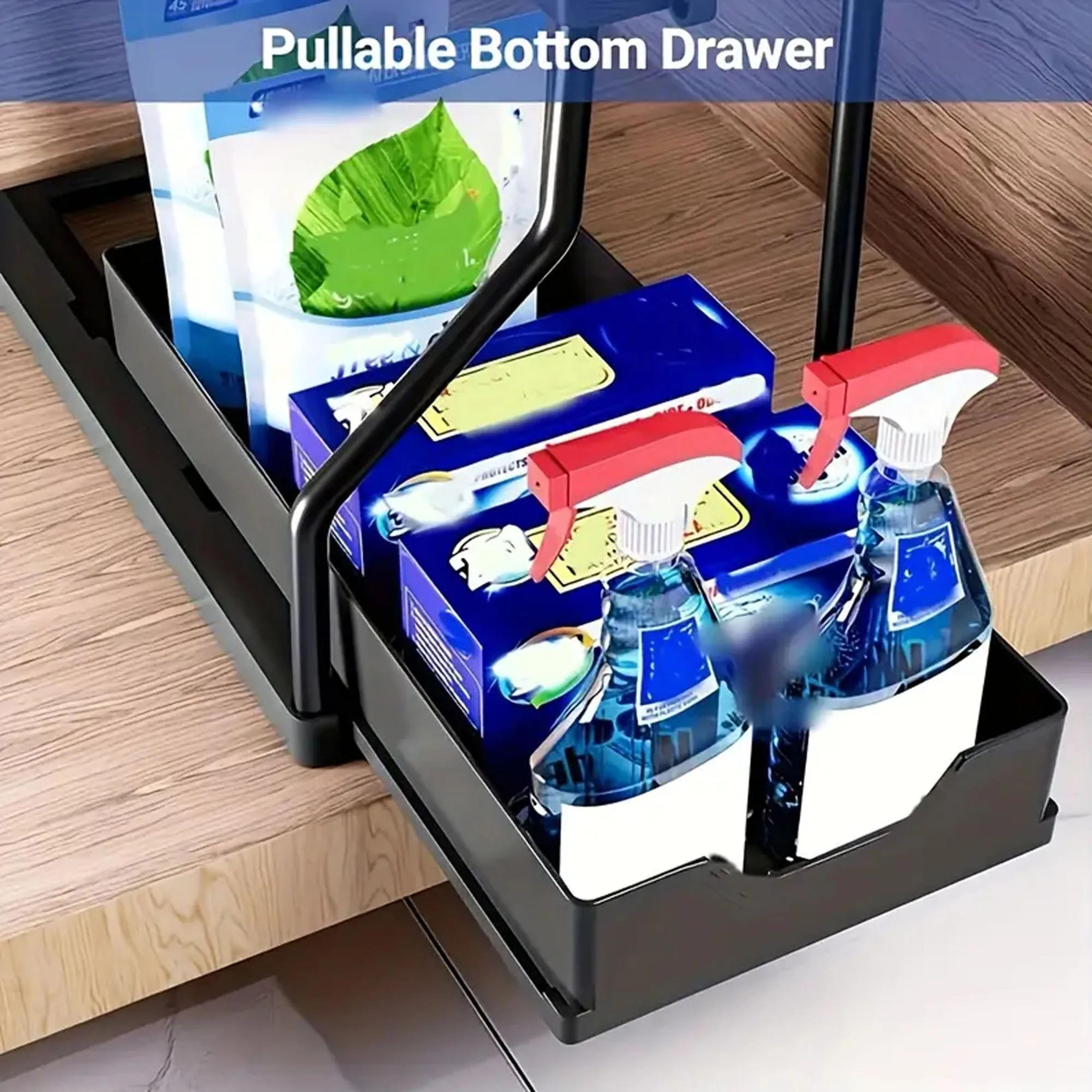 Double Layer Pull Out Under Sink Storage Organizer 10