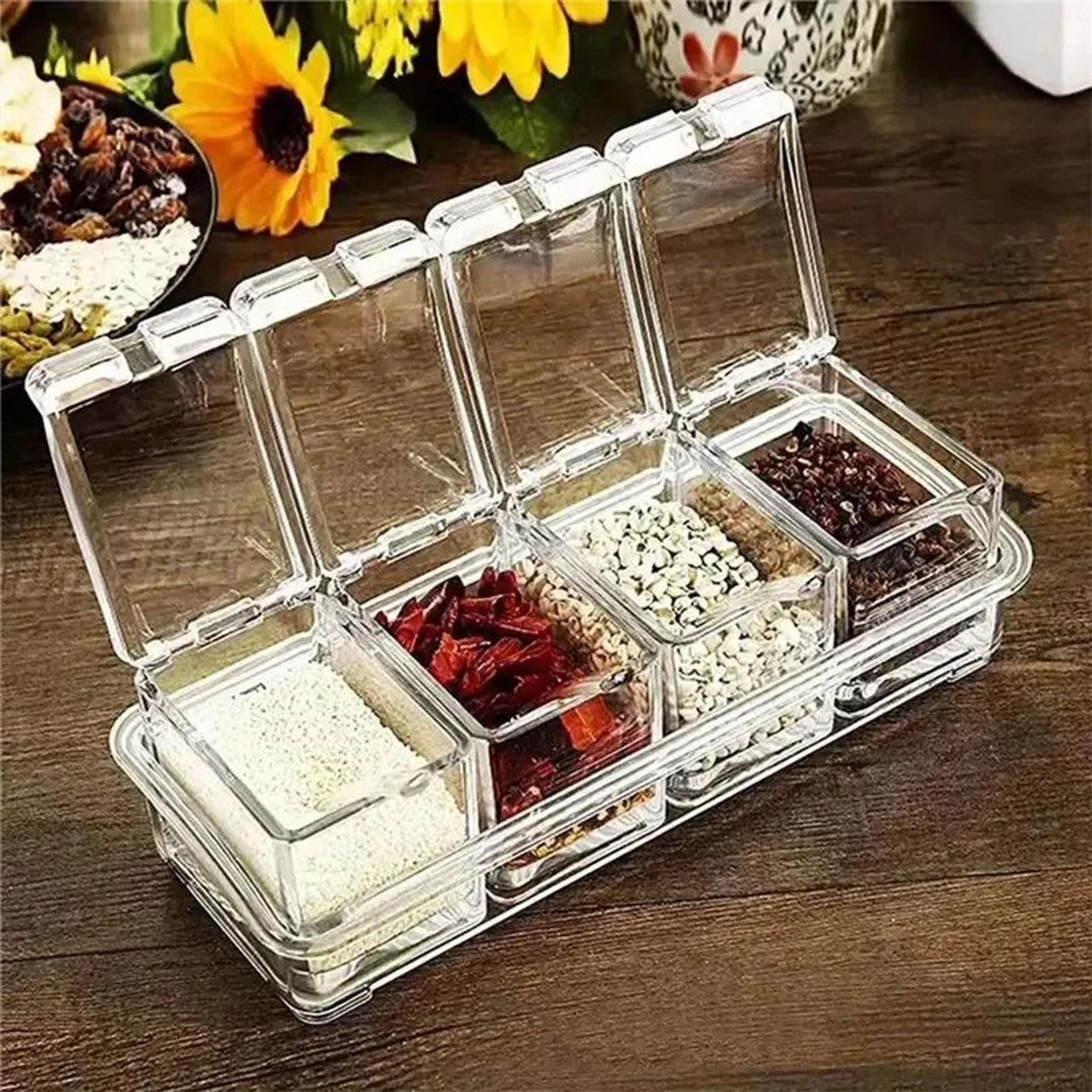4 Piece Clear Seasoning Box Set With Spoons 3