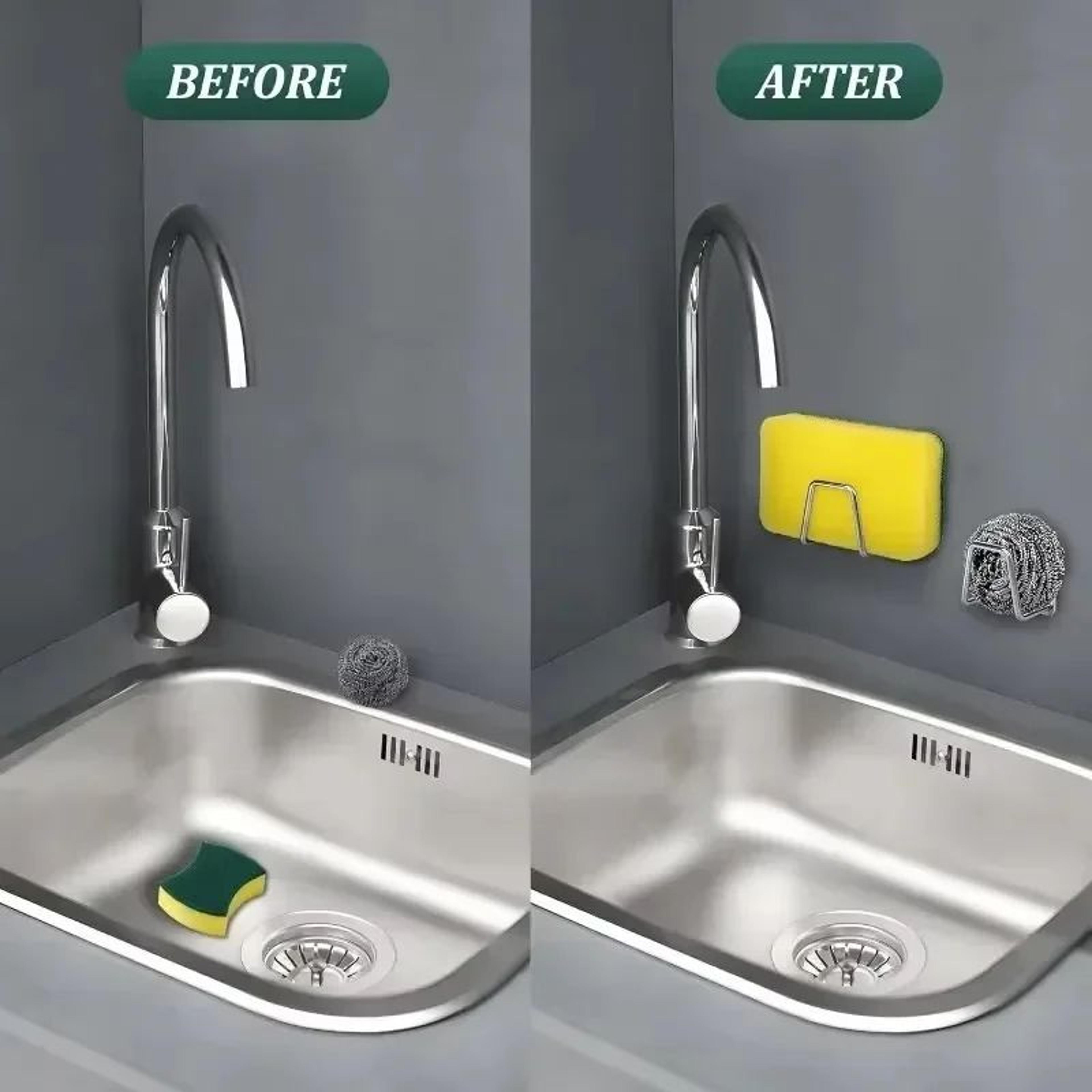 Stainless Steel Self Adhesive Sink Sponge Holder 2