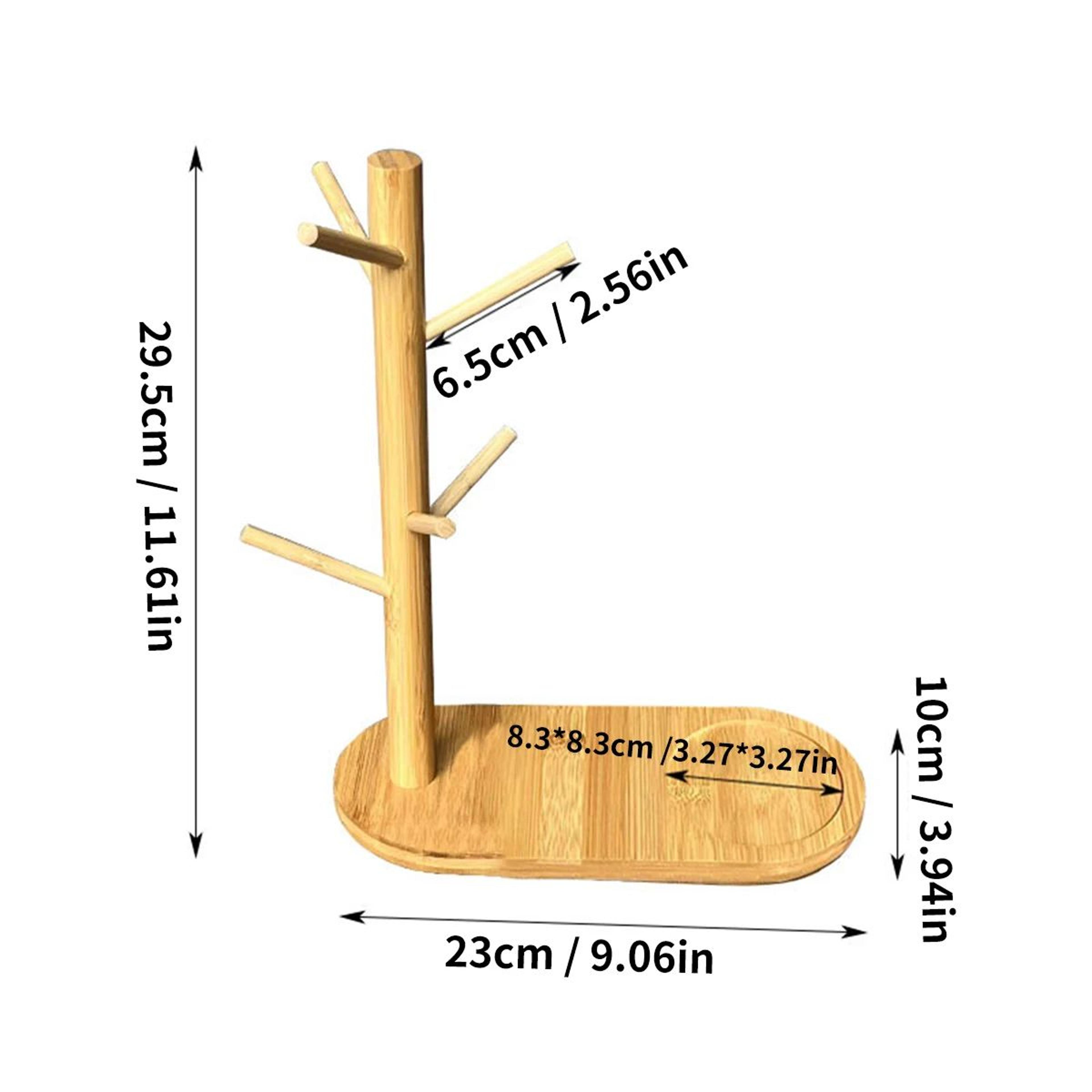 Bamboo Mug Tree Holder With 3 Or 6 Hooks 9