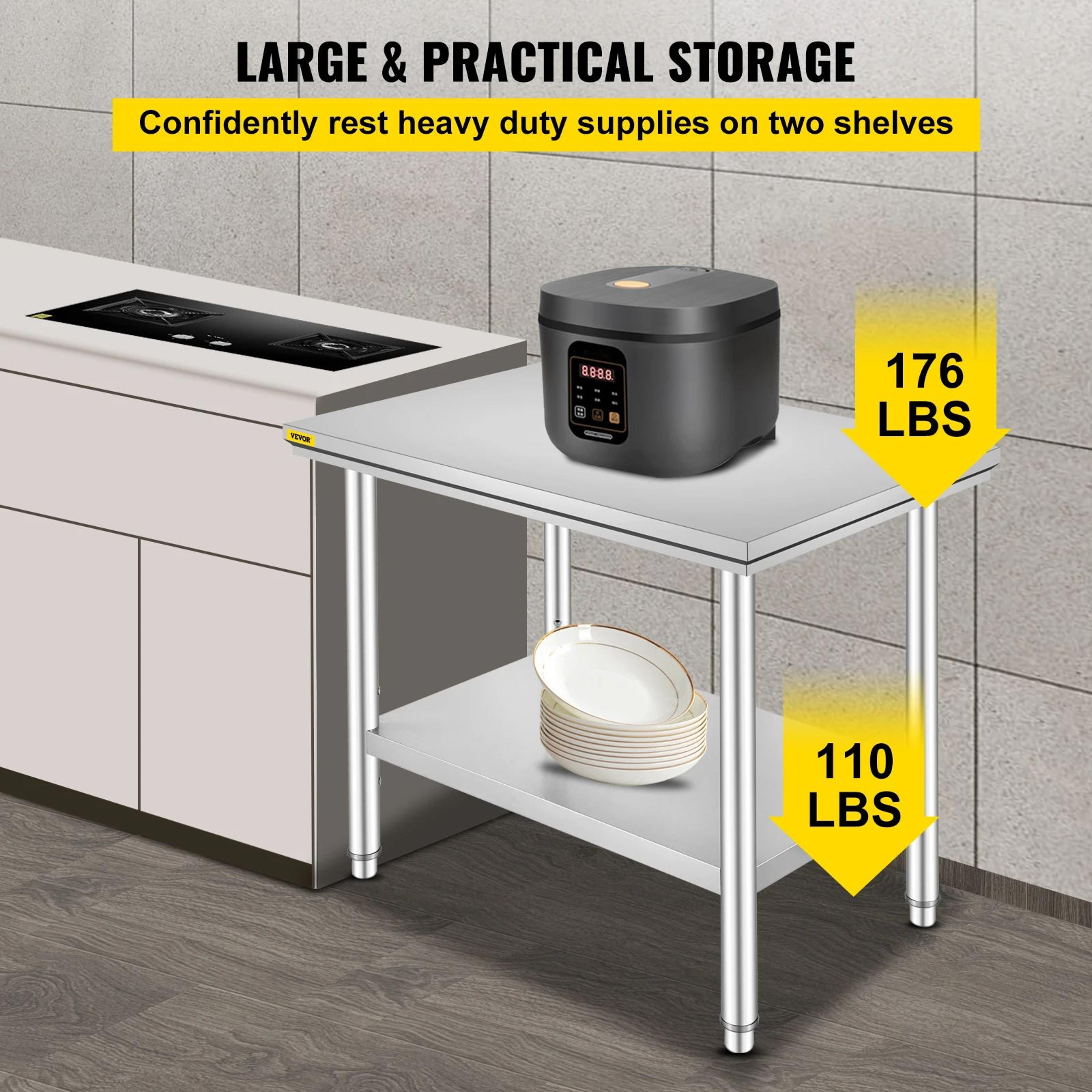 VEVOR Stainless Steel Kitchen Work Table With Undershelf 3