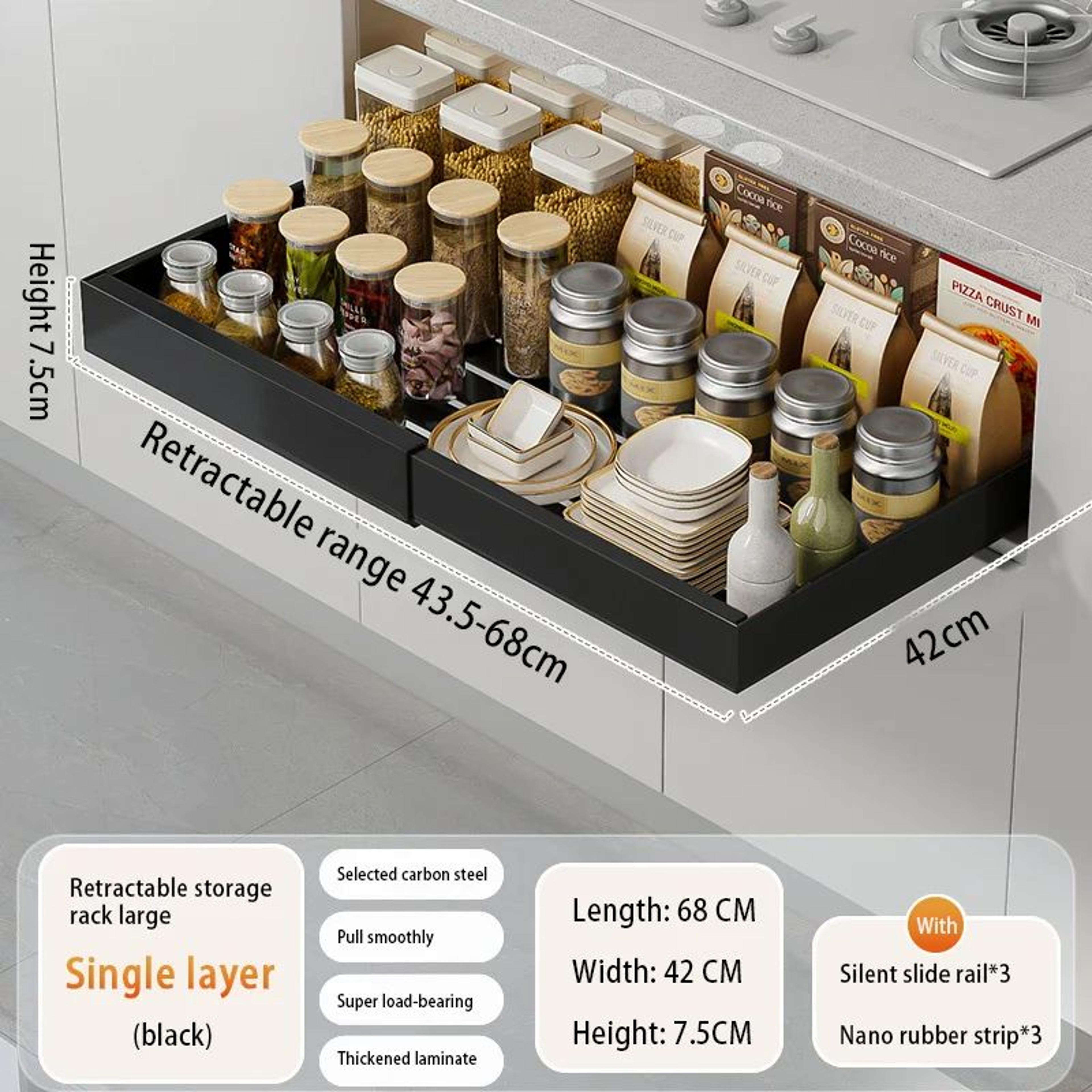 Expandable Pull Out Cabinet Organizer With Sliding Drawer 10