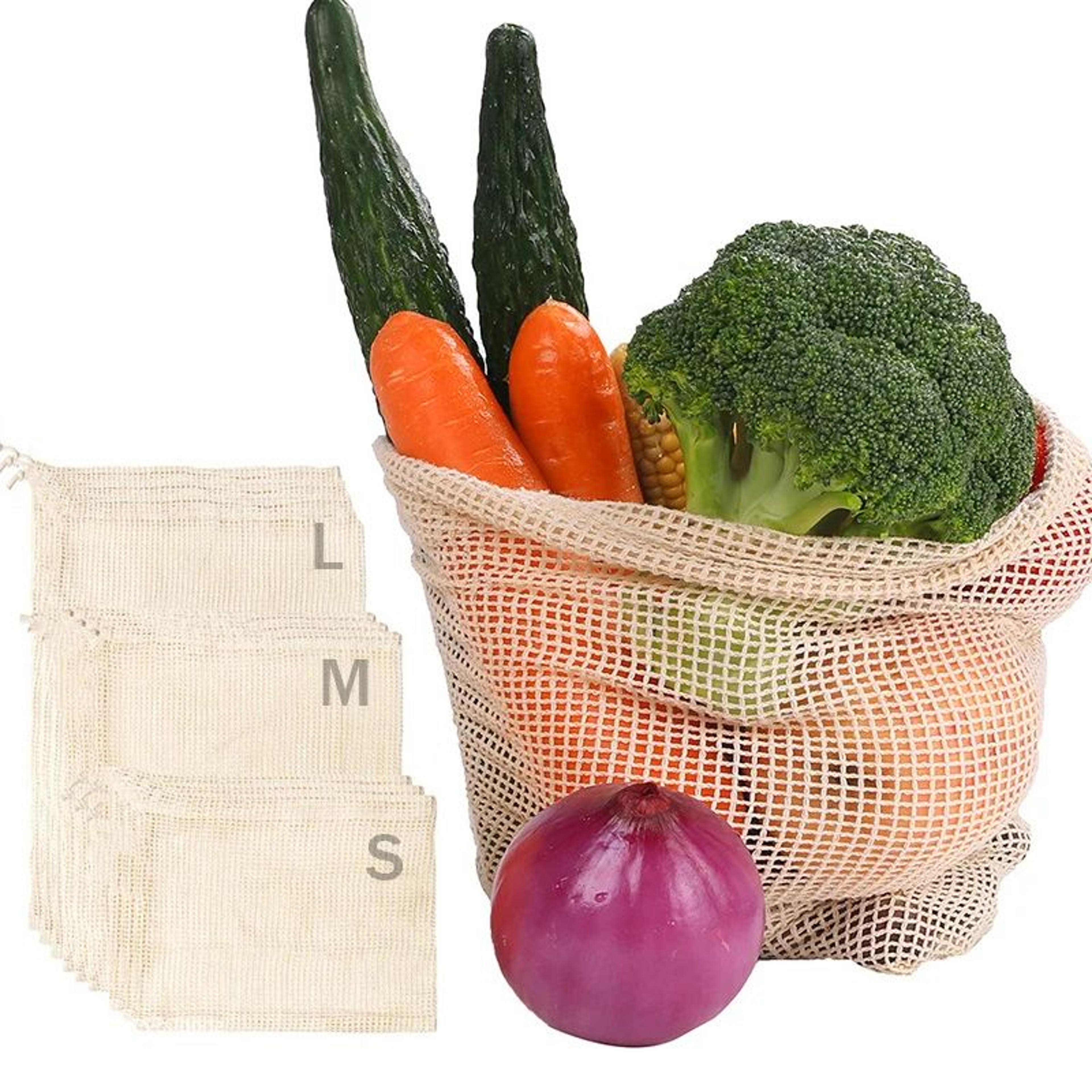 Reusable Cotton Mesh Vegetable Storage Bag With Drawstring 5