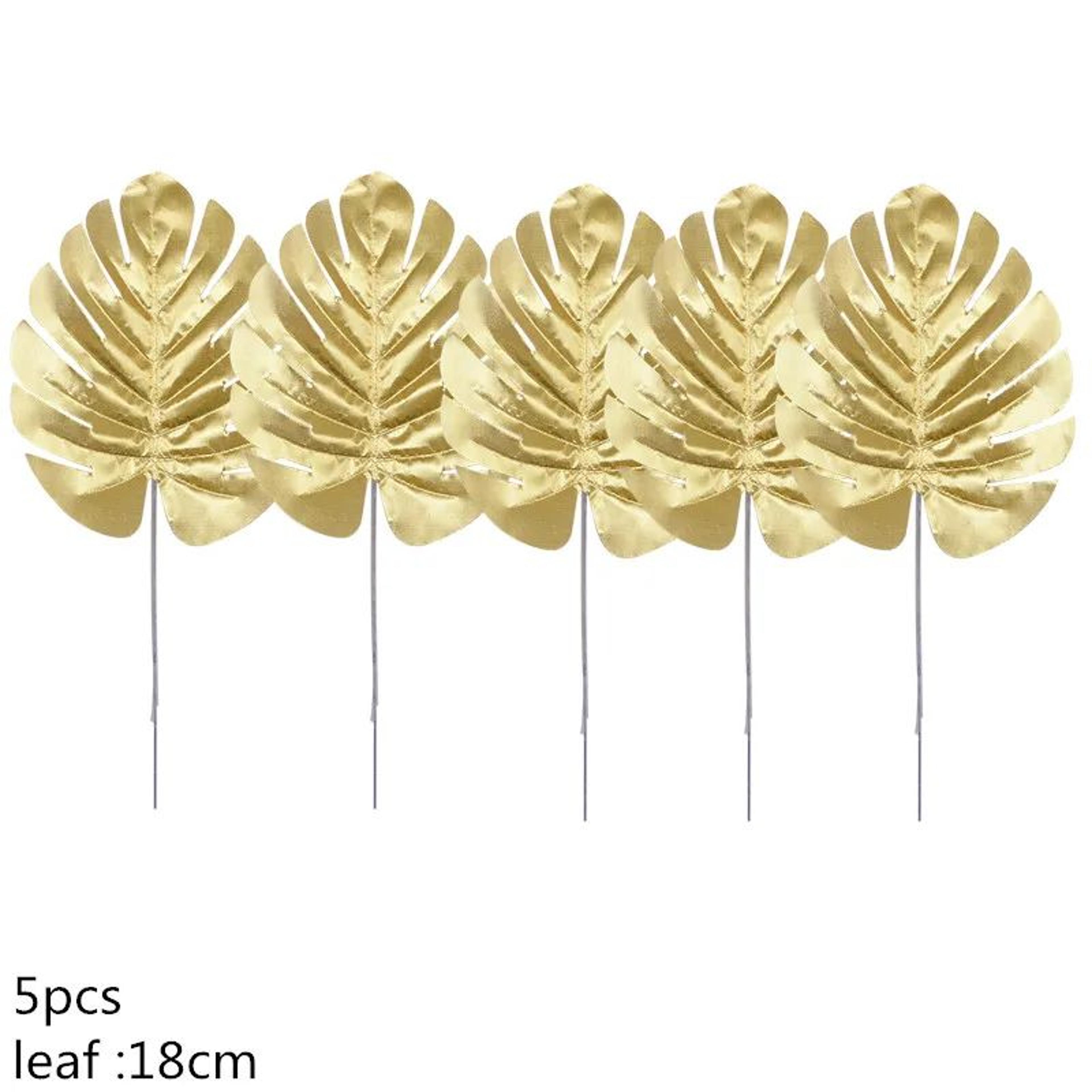 Artificial Gold Green Turtle Palm Leaves Set 6