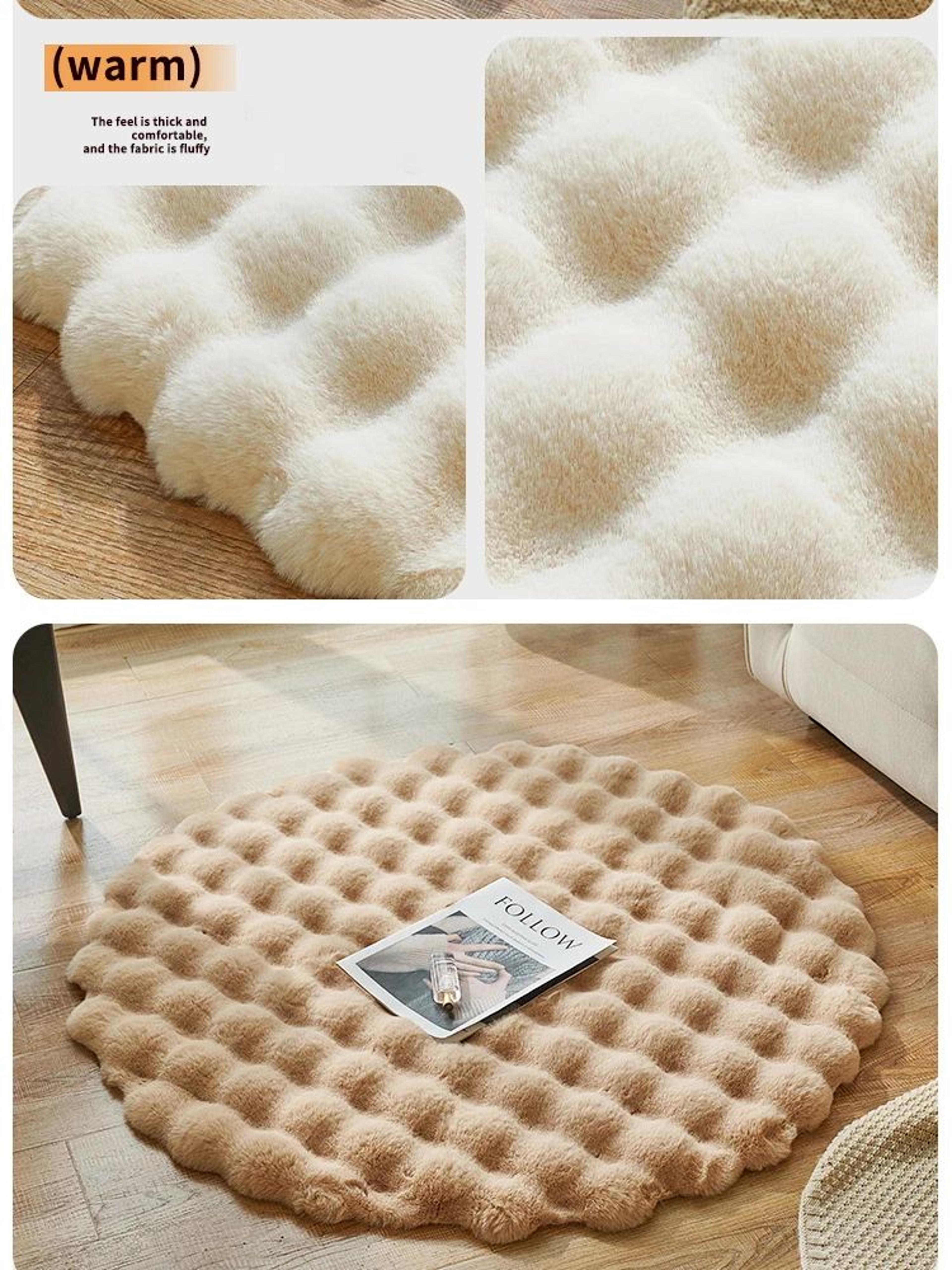 Round Bubble Faux Rabbit Fur Plush Rug 6