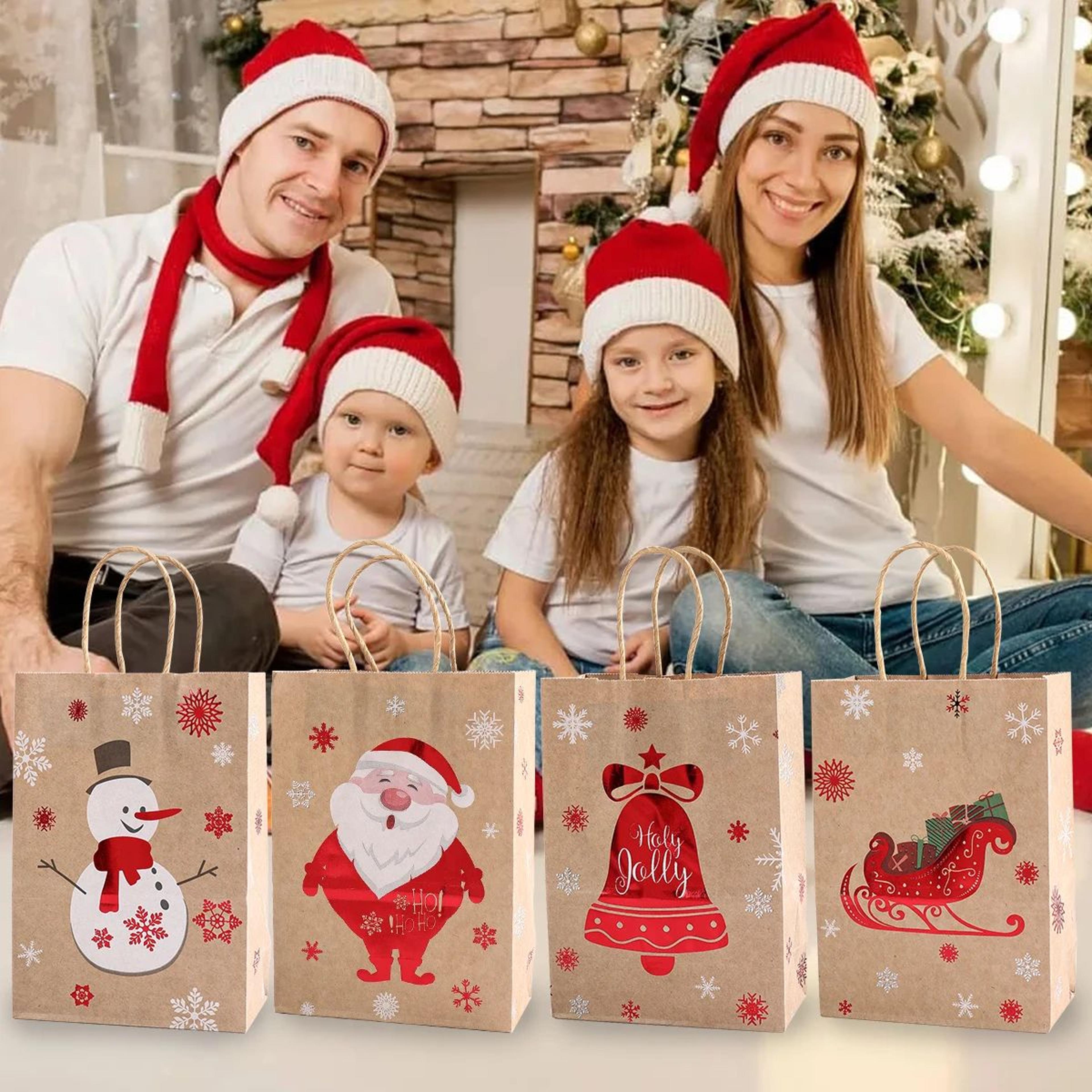 Christmas Kraft Paper Gift Bags With Handles Set 5