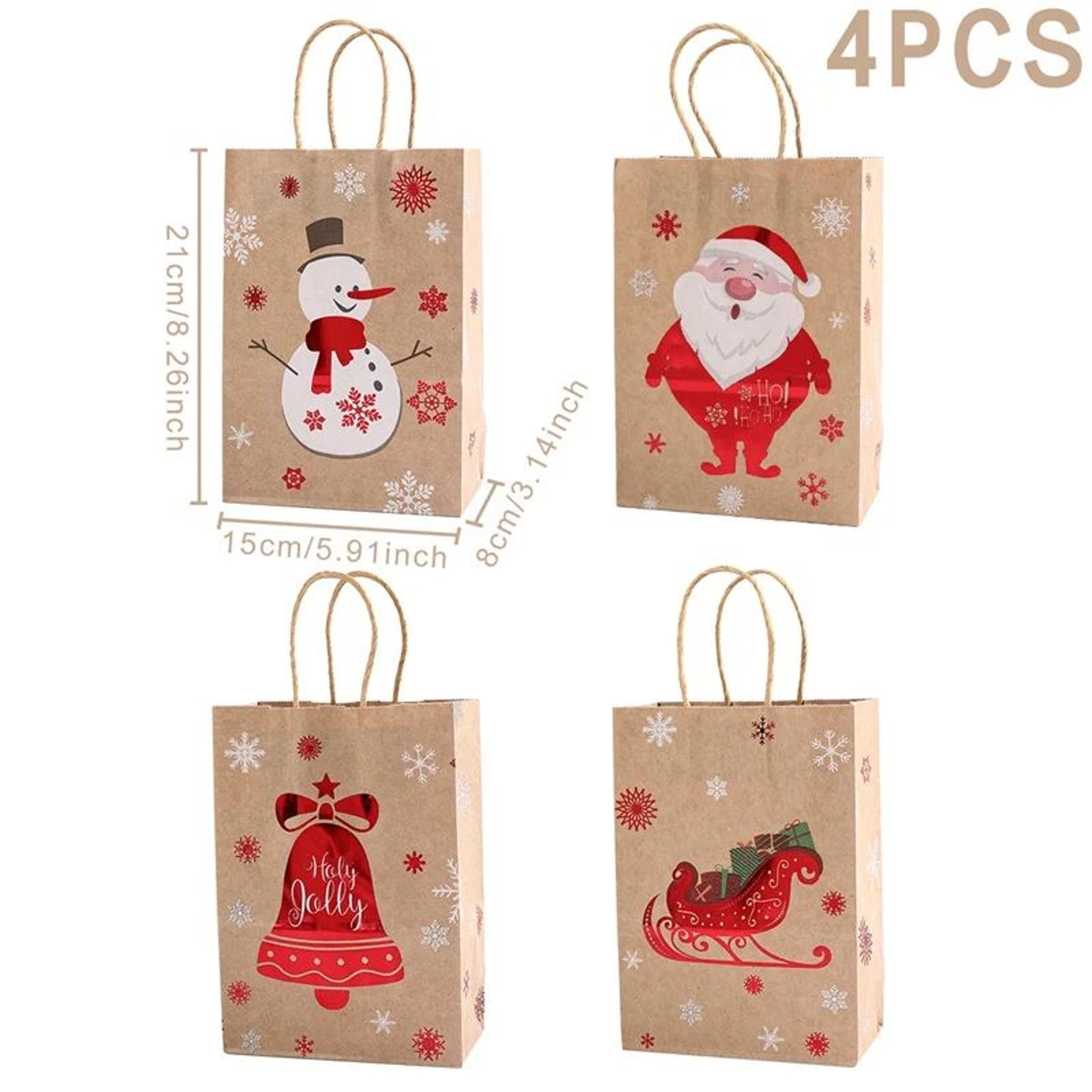 Christmas Kraft Paper Gift Bags With Handles Set 11