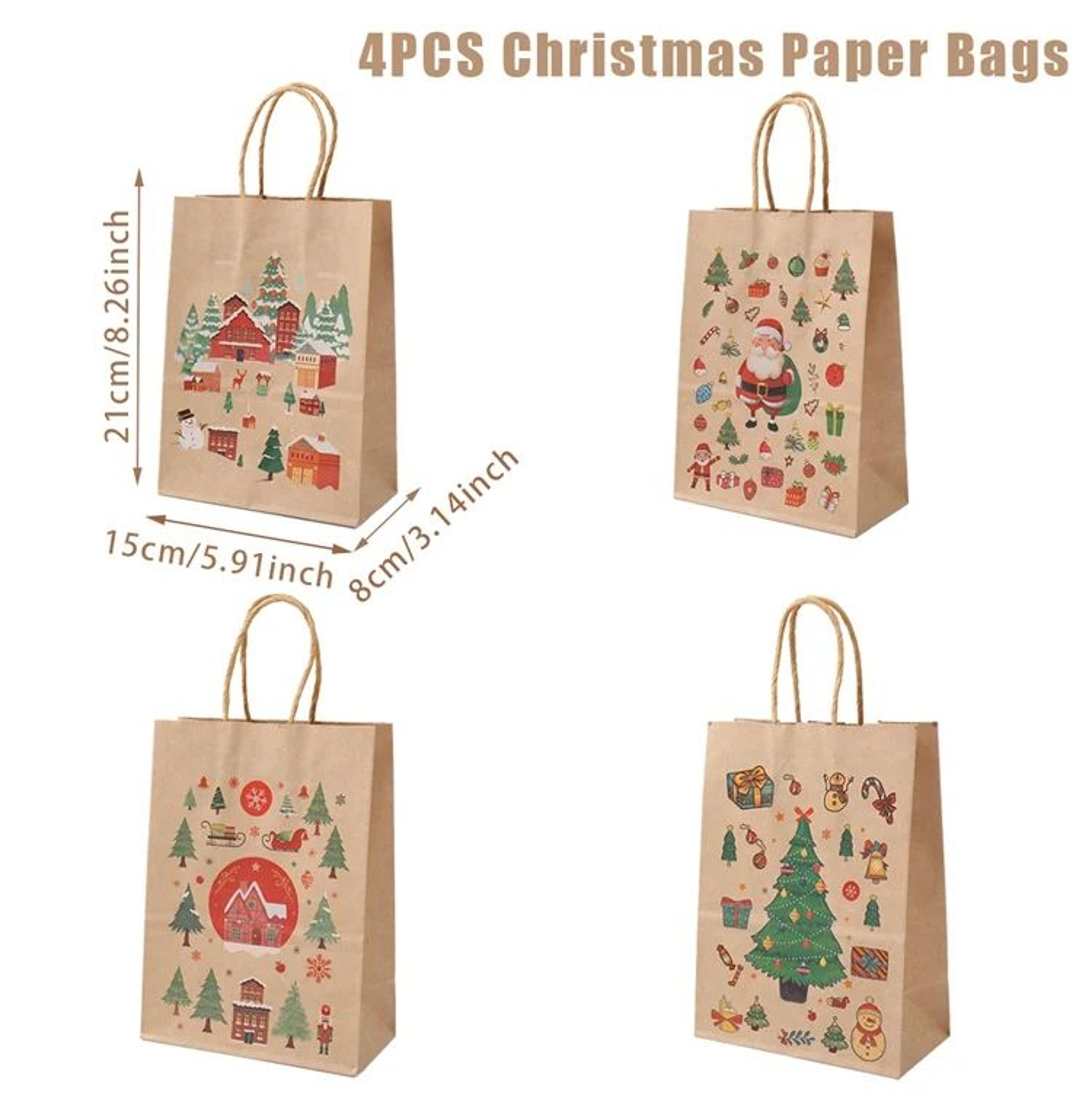 Christmas Kraft Paper Gift Bags With Handles Set 14