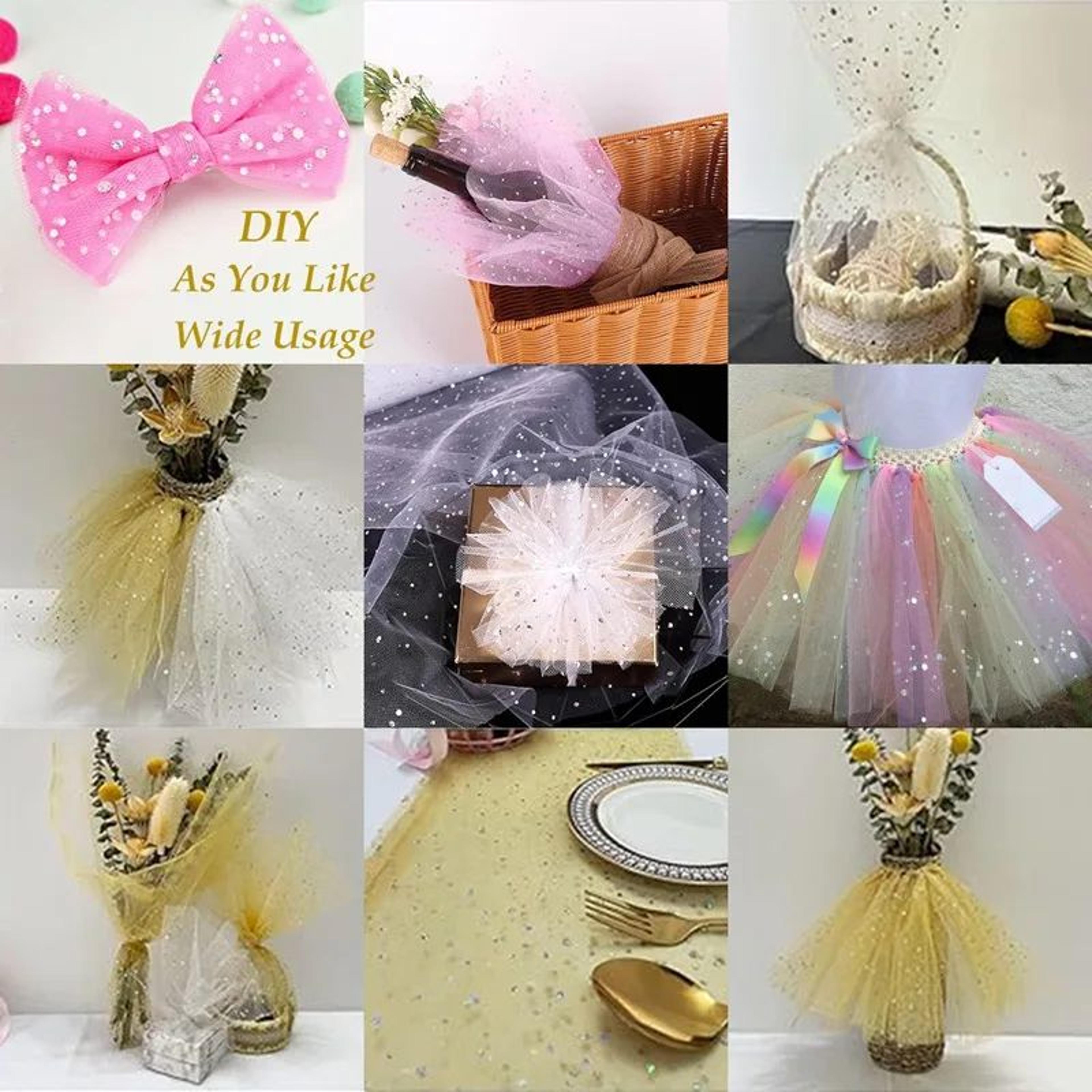 Laser Sequin Organza Tulle Roll For Wedding And Party Decor 2