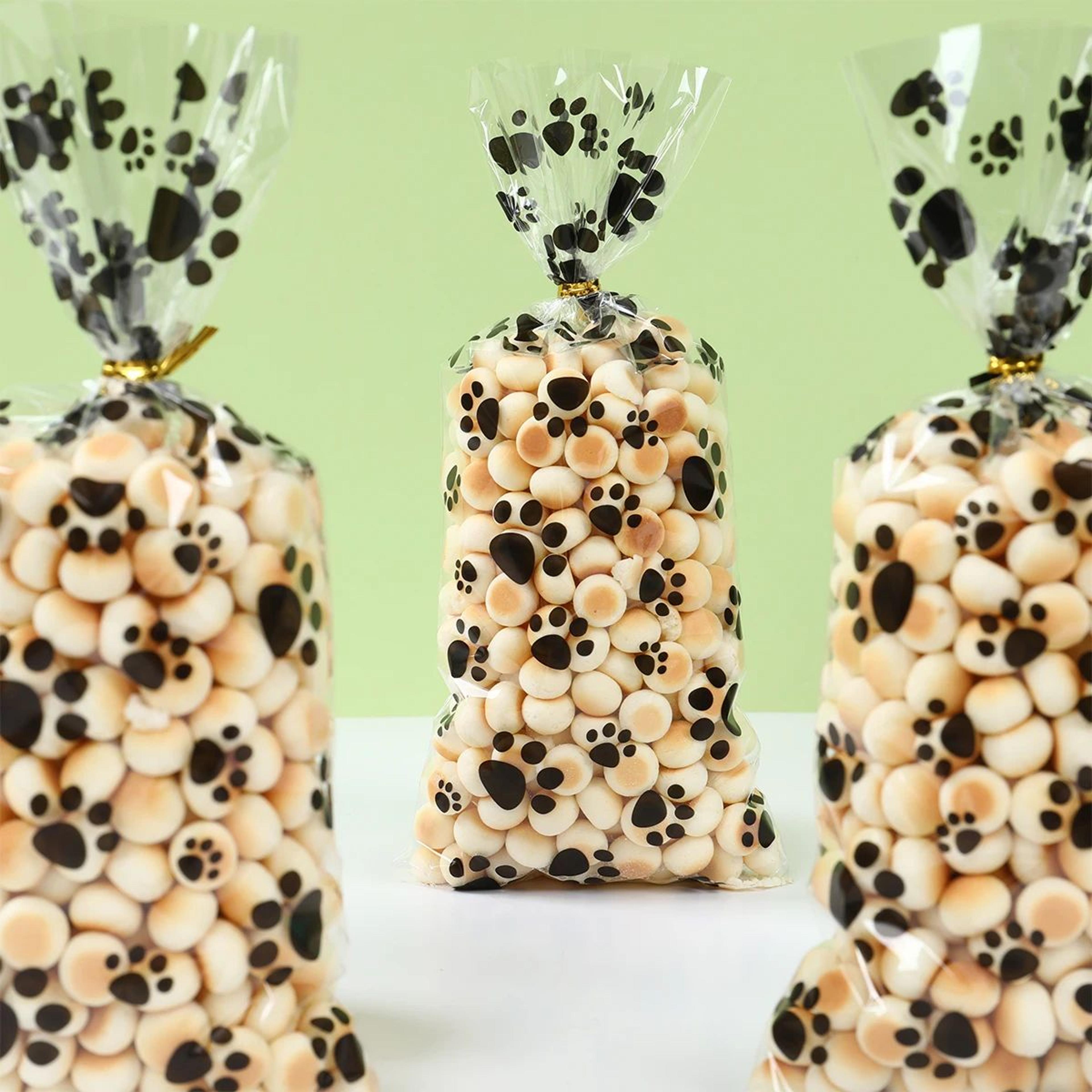 Pet Paw Print Candy Favor Bags For Dog Party Treats 5