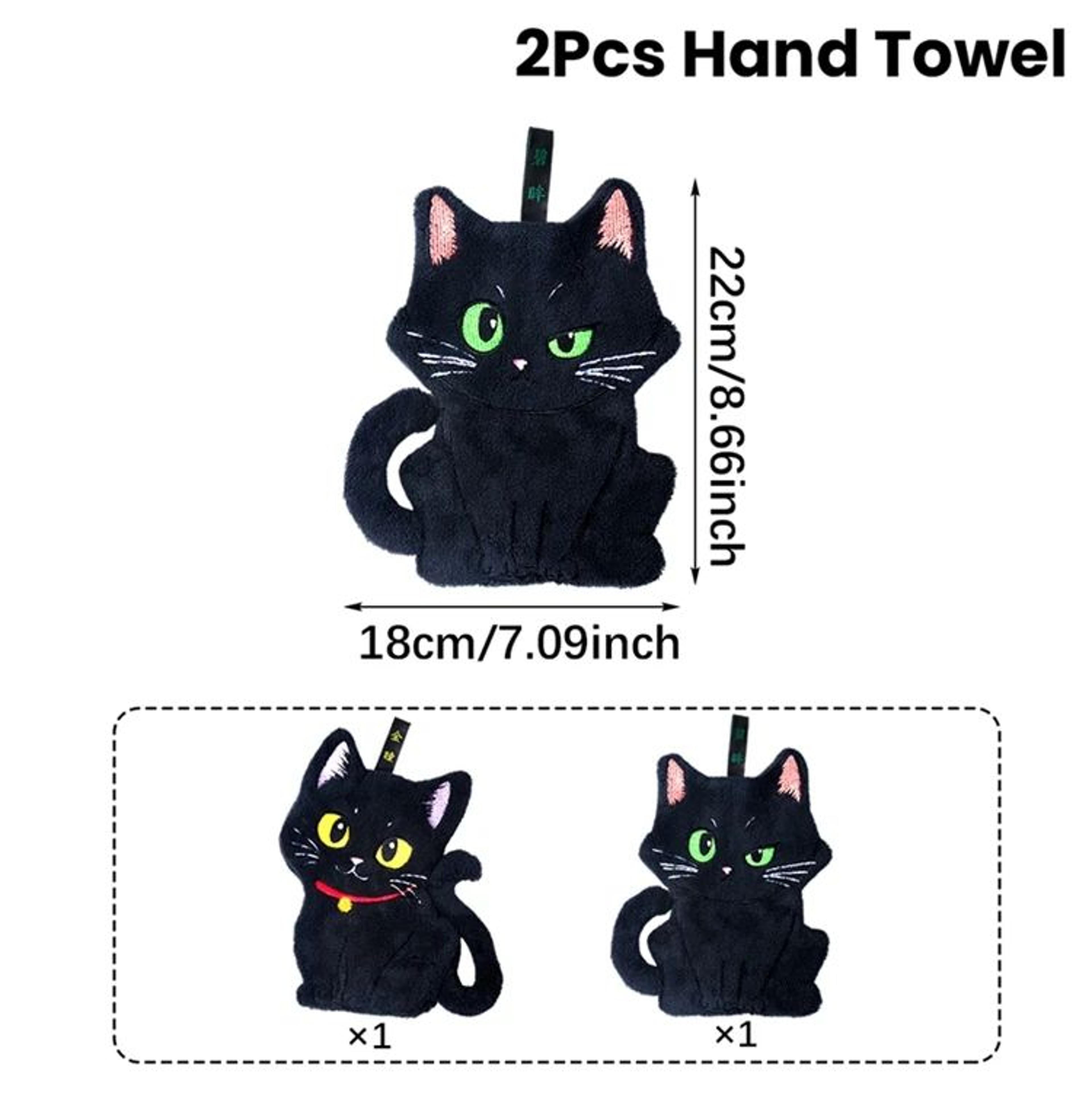 Black Cat Hand Towels Set For Kitchen And Bathroom 7
