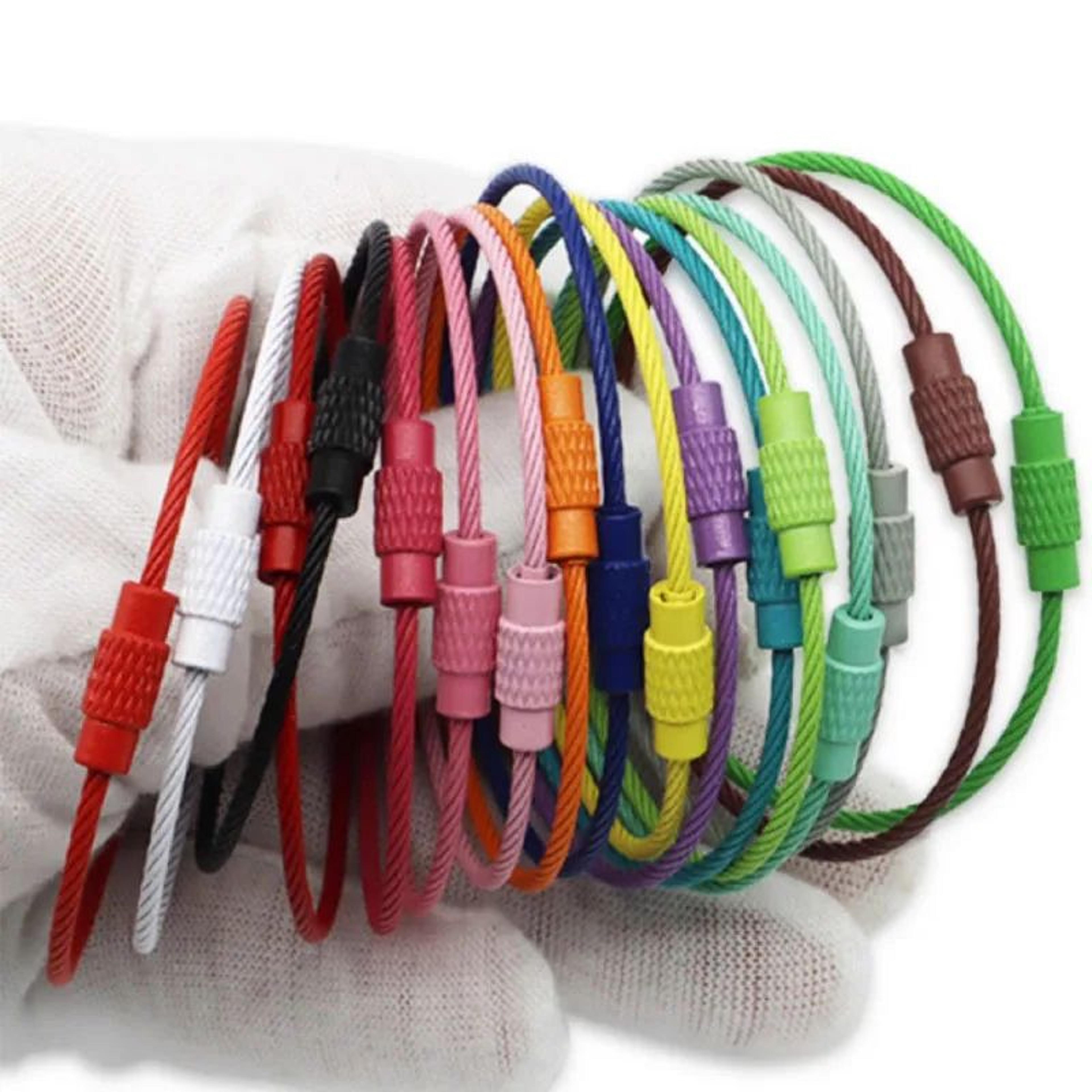 Stainless Steel Wire Cable Keychain Rings With Screw Lock 4