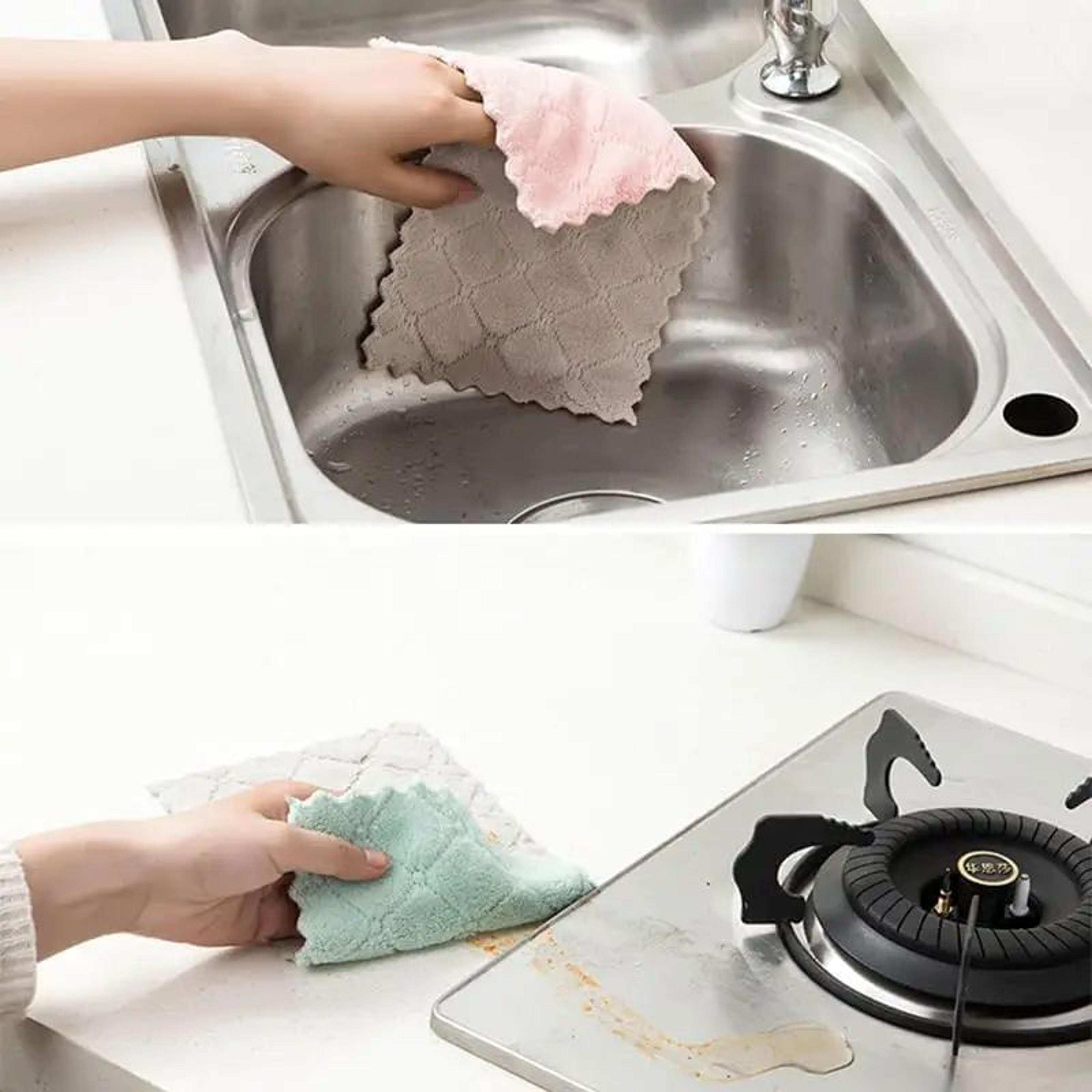 Super Absorbent Double Layer Microfiber Kitchen Cleaning Cloth 5