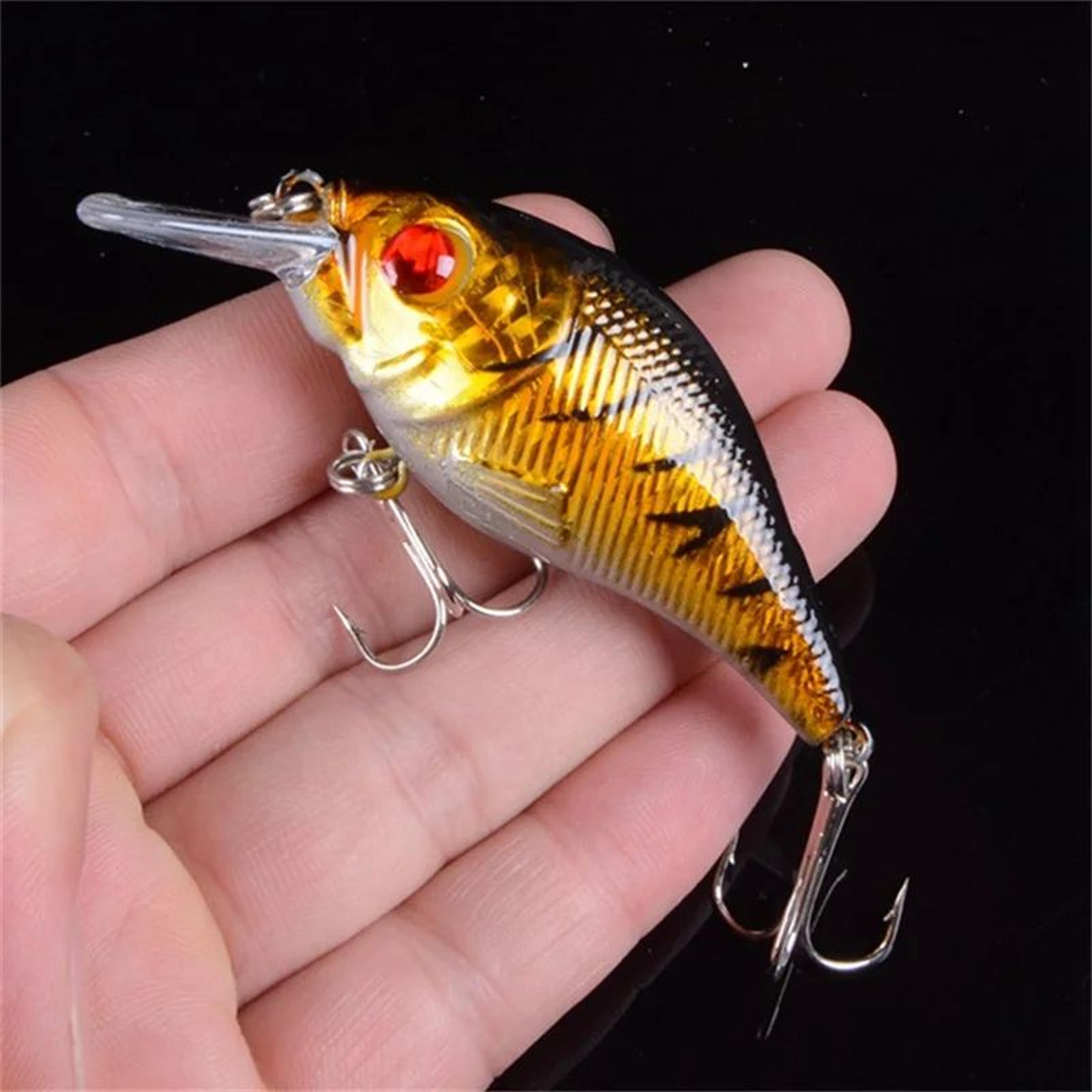 3d eye sinking minnow fishing lure with treble hooks