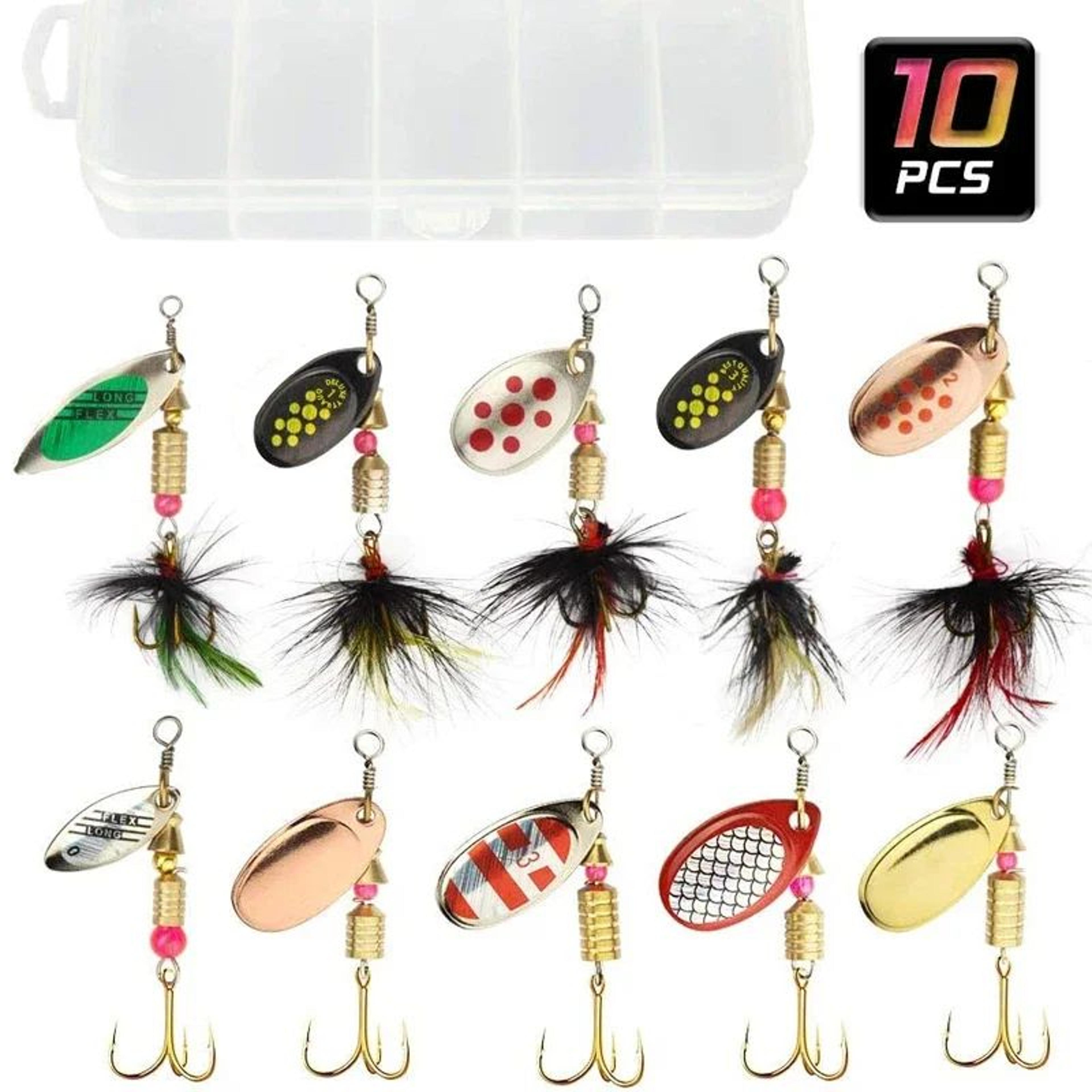 10 piece metal spoon spinner fishing lure set