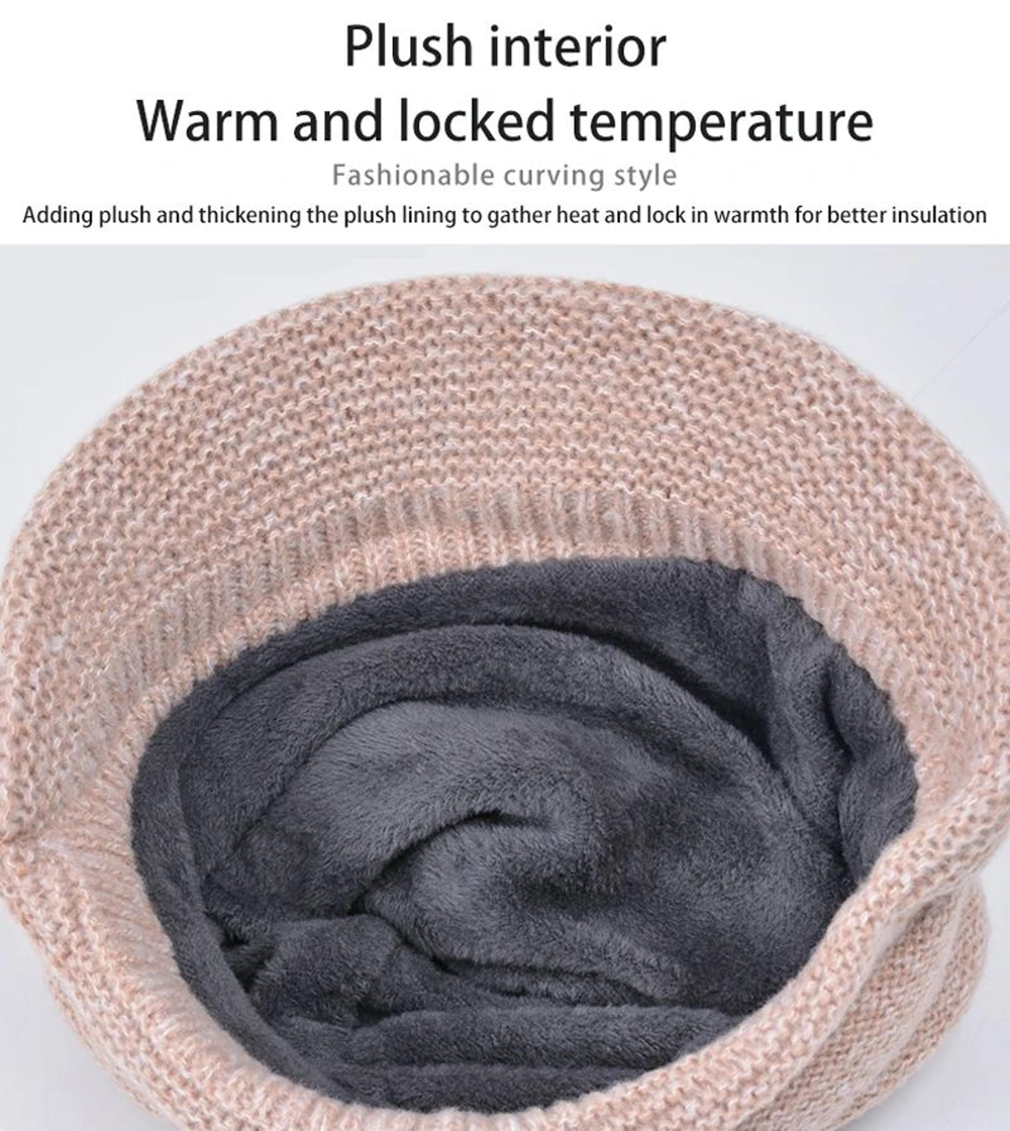 Womens Winter Fleece Lined Knit Hat Set 7