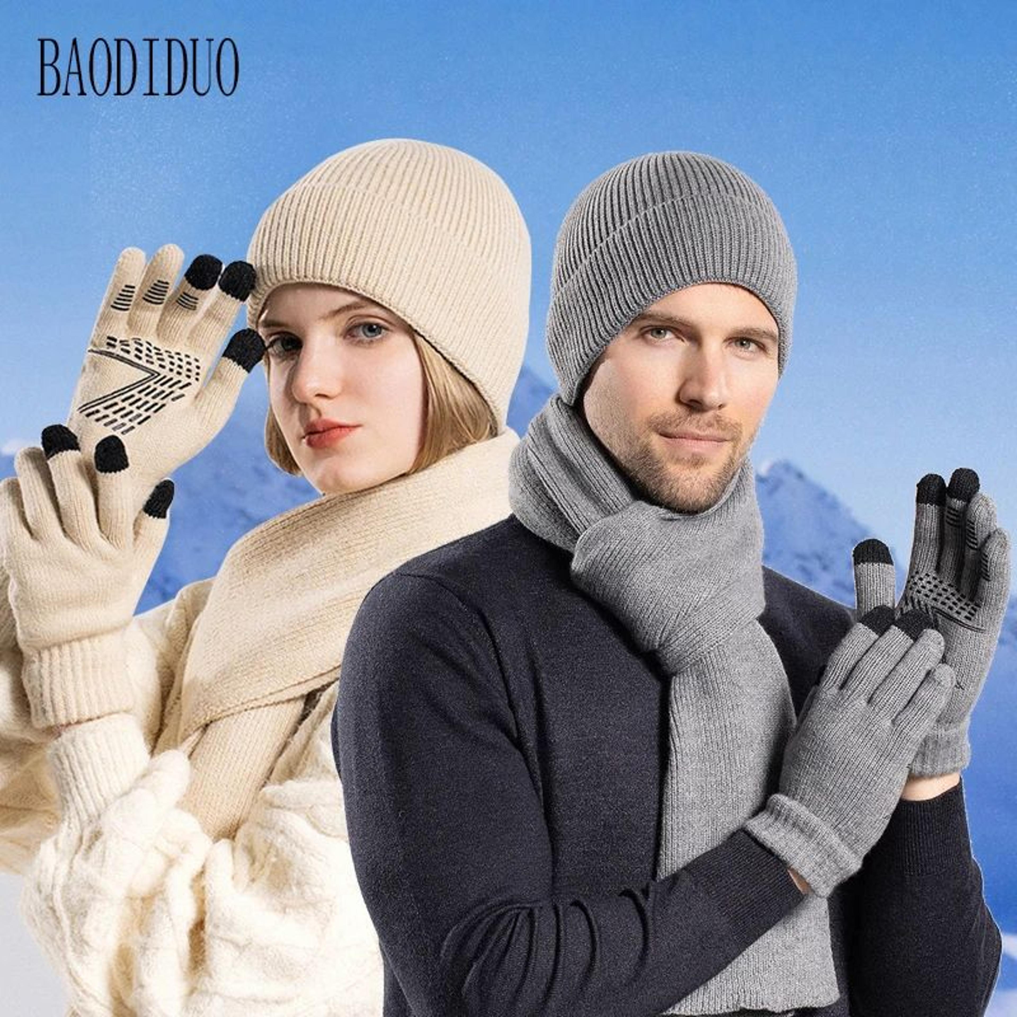 Winter Knit Hat Gloves And Scarf Set With Ear Protection 0